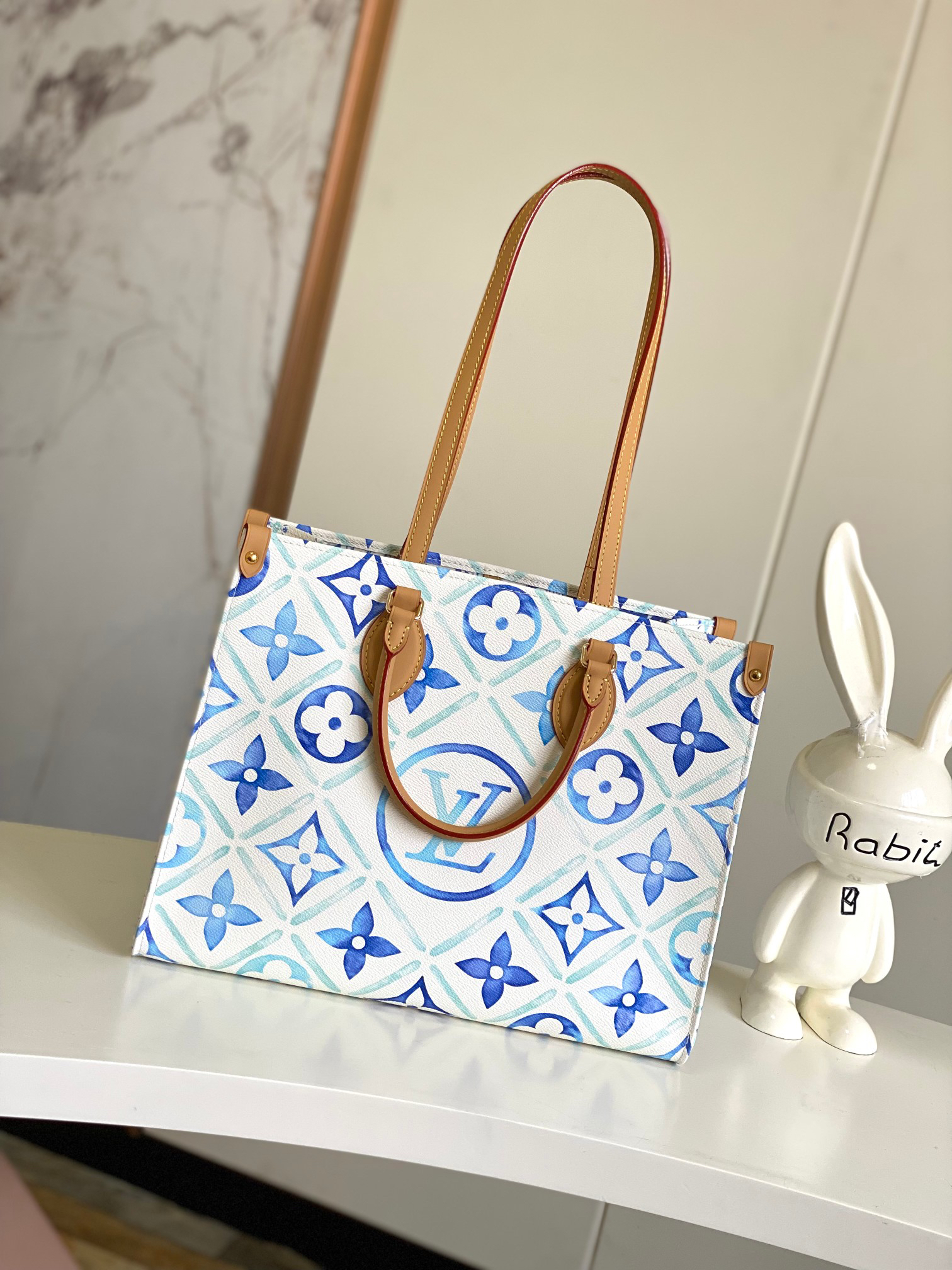Louis Vuitton OnTheGo Medium Tote Bag in Blue Monogram Tiles Canvas - Image 3