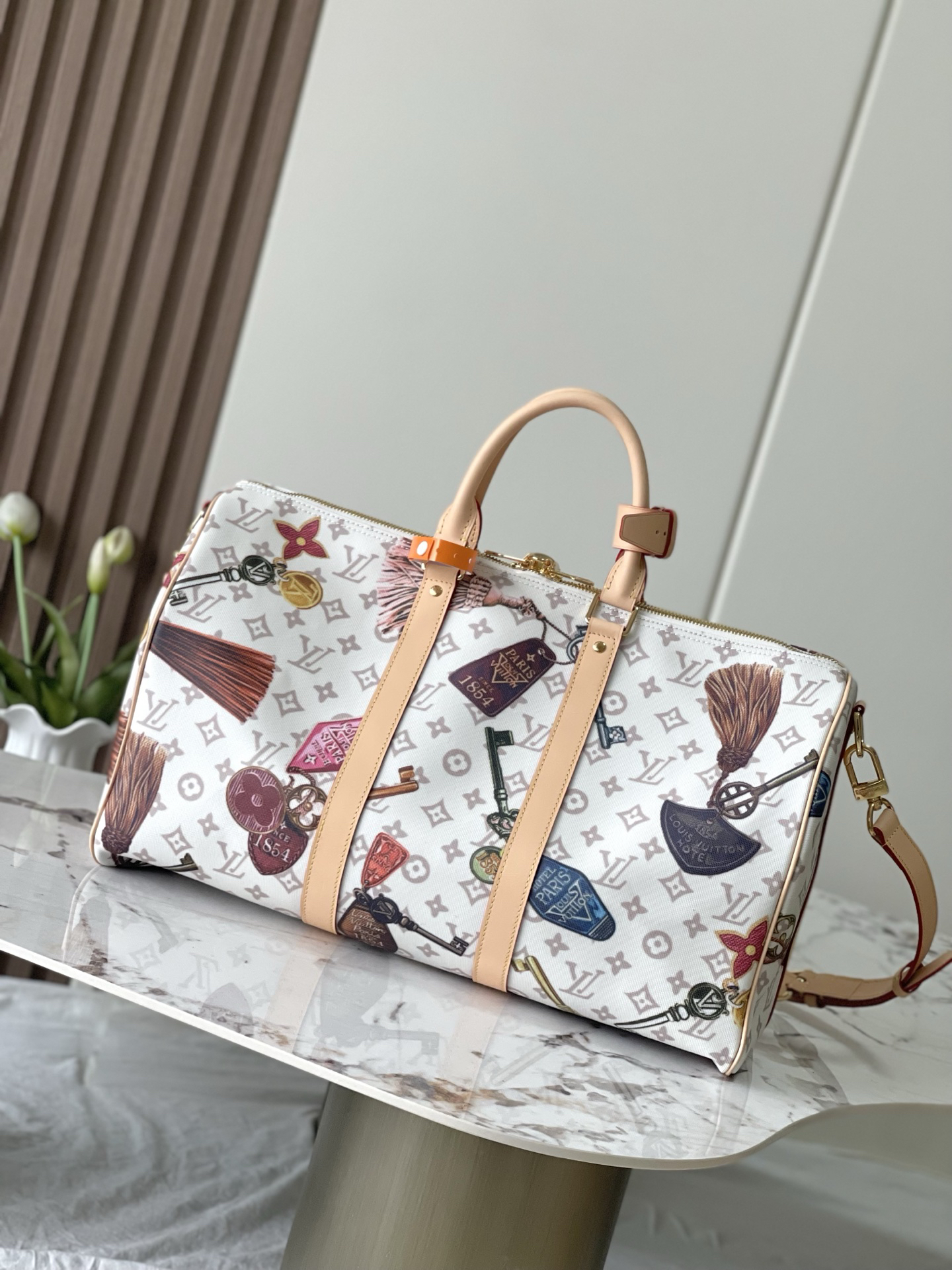 Keepall Bandoulière 45 Travel Bag in Monogram Dune Canvas - Image 3