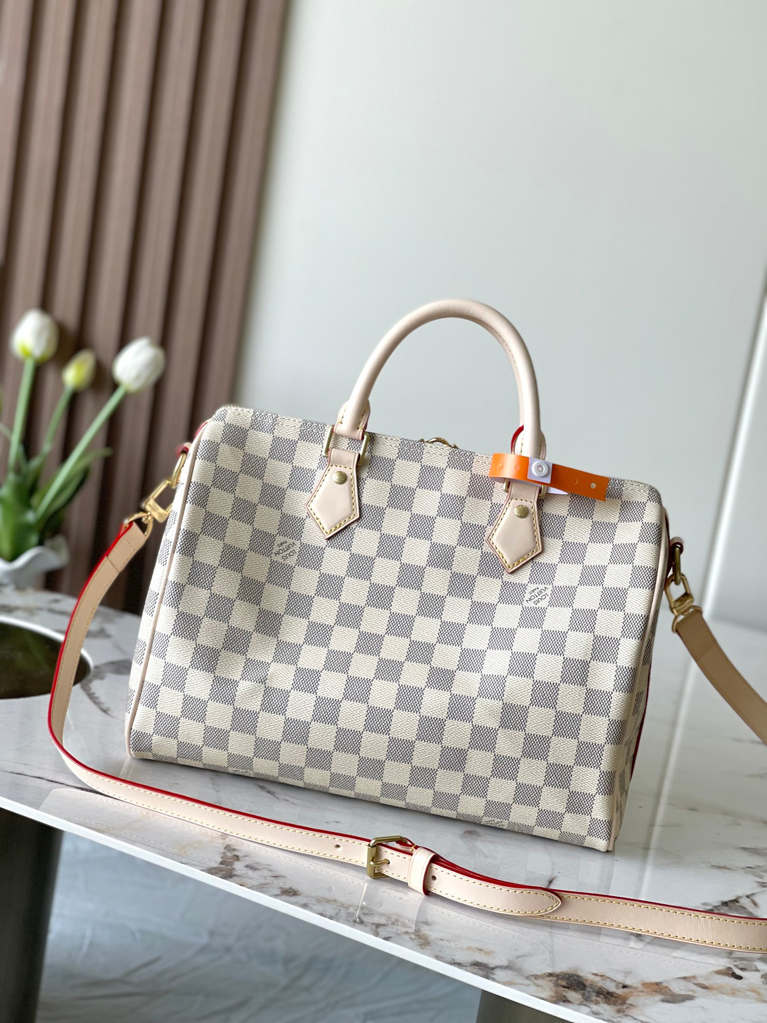 Louis Vuitton Speedy 30 Handbag in Damier Azur Canvas - Image 3