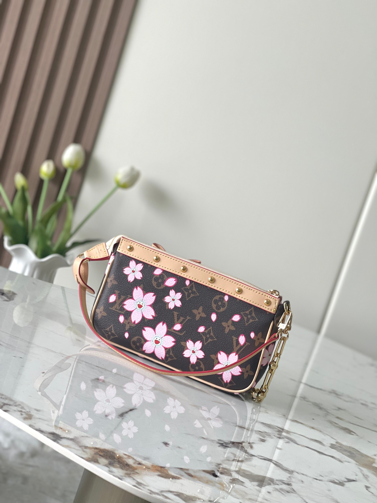 Louis Vuitton Pochette Accessoires Cherry Blossom Monogram Handbag - Image 3