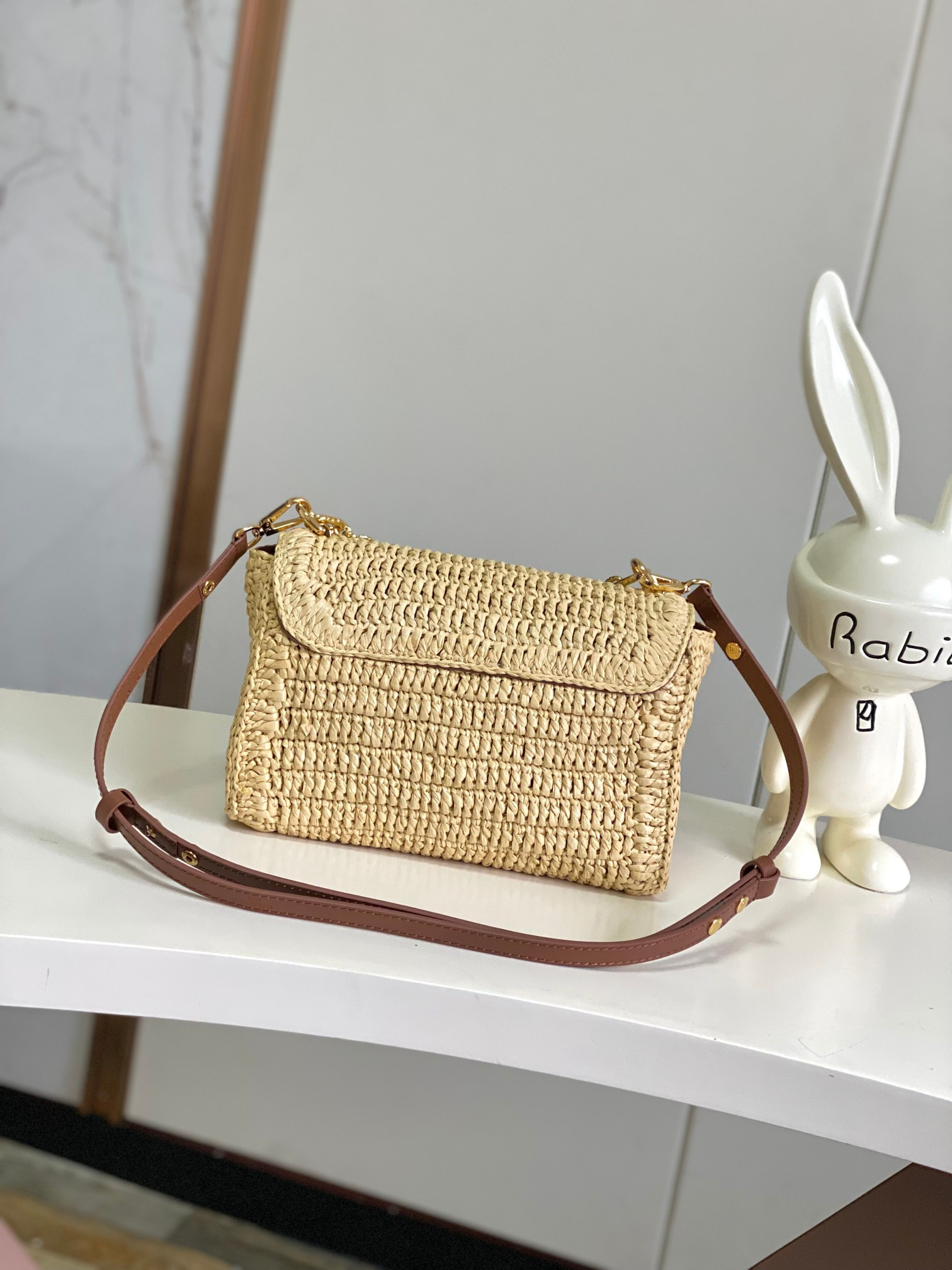 LV Twist Slim Raffia Shoulder Bag - Image 3