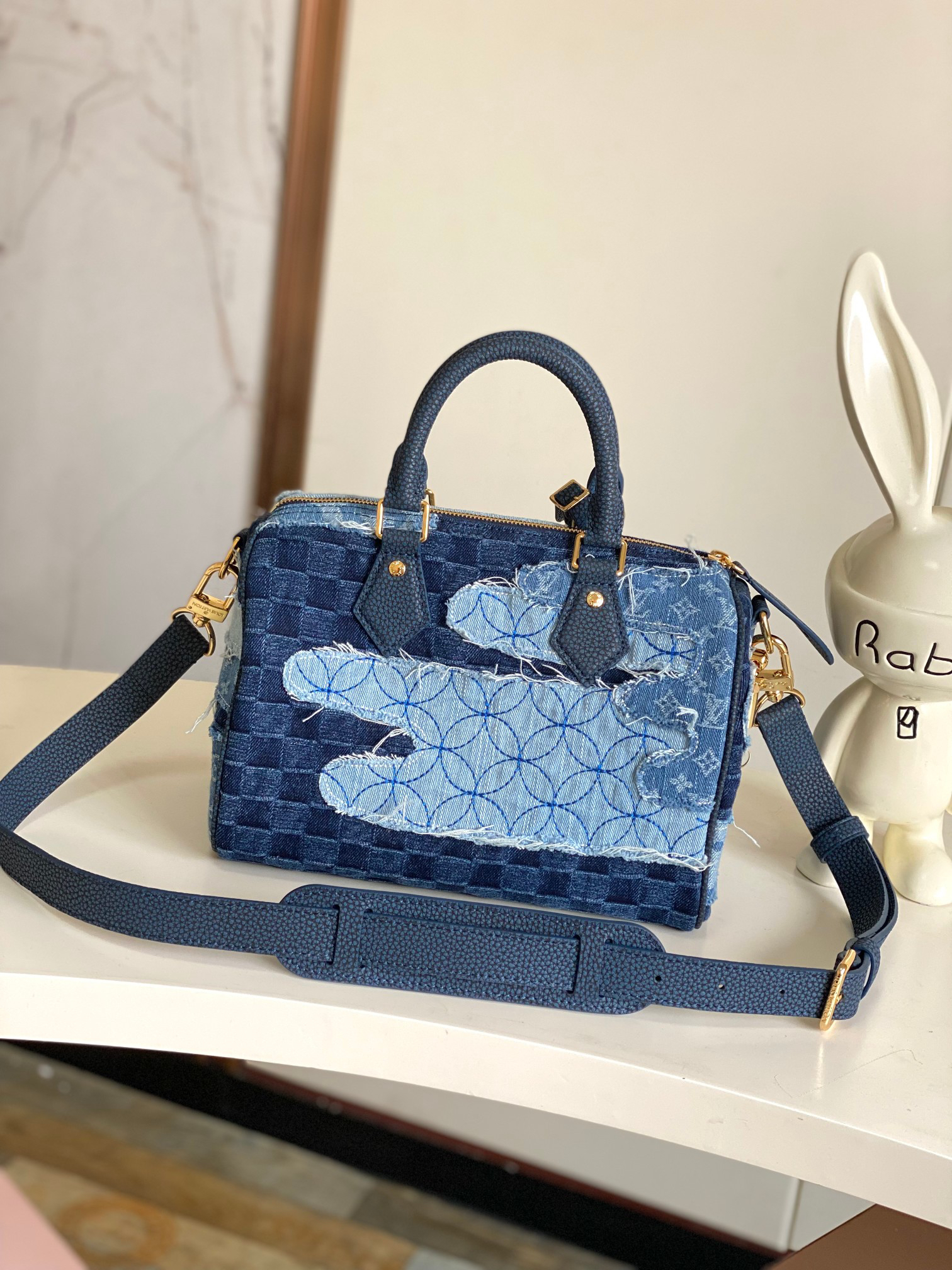 Louis Vuitton Speedy 25 Bandouliere Denim Bag M15276 - Image 3