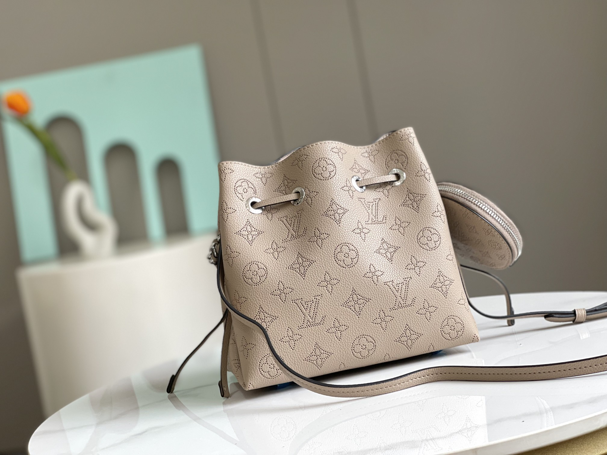 Bella Monogram Leather Bucket Bag - Image 3
