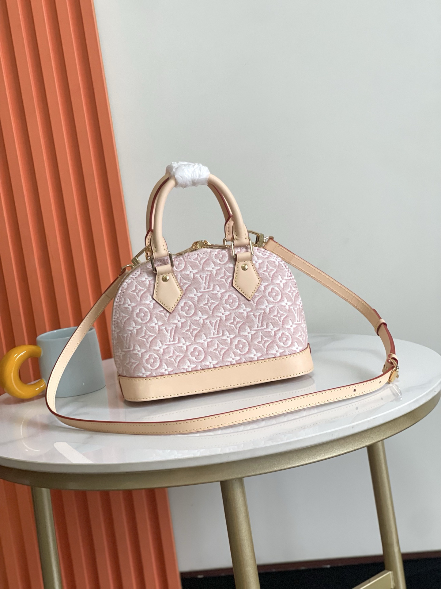 Louis Vuitton Alma BB M2A378 Pink Monogram Emblème Canvas Crossbody Bag - Image 3