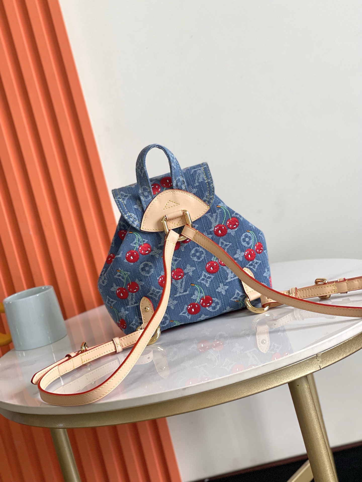 Louis Vuitton x Takashi Murakami Venice Double Shoulder Bag in Monogram Denim - Image 3