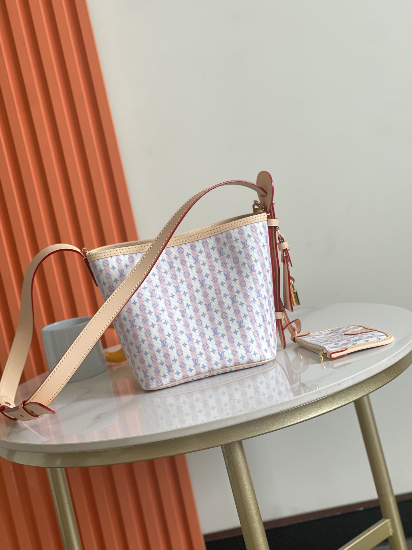 Louis Vuitton All In BB Bucket Crossbody Bag – Pink Monogram Stripe - Image 3
