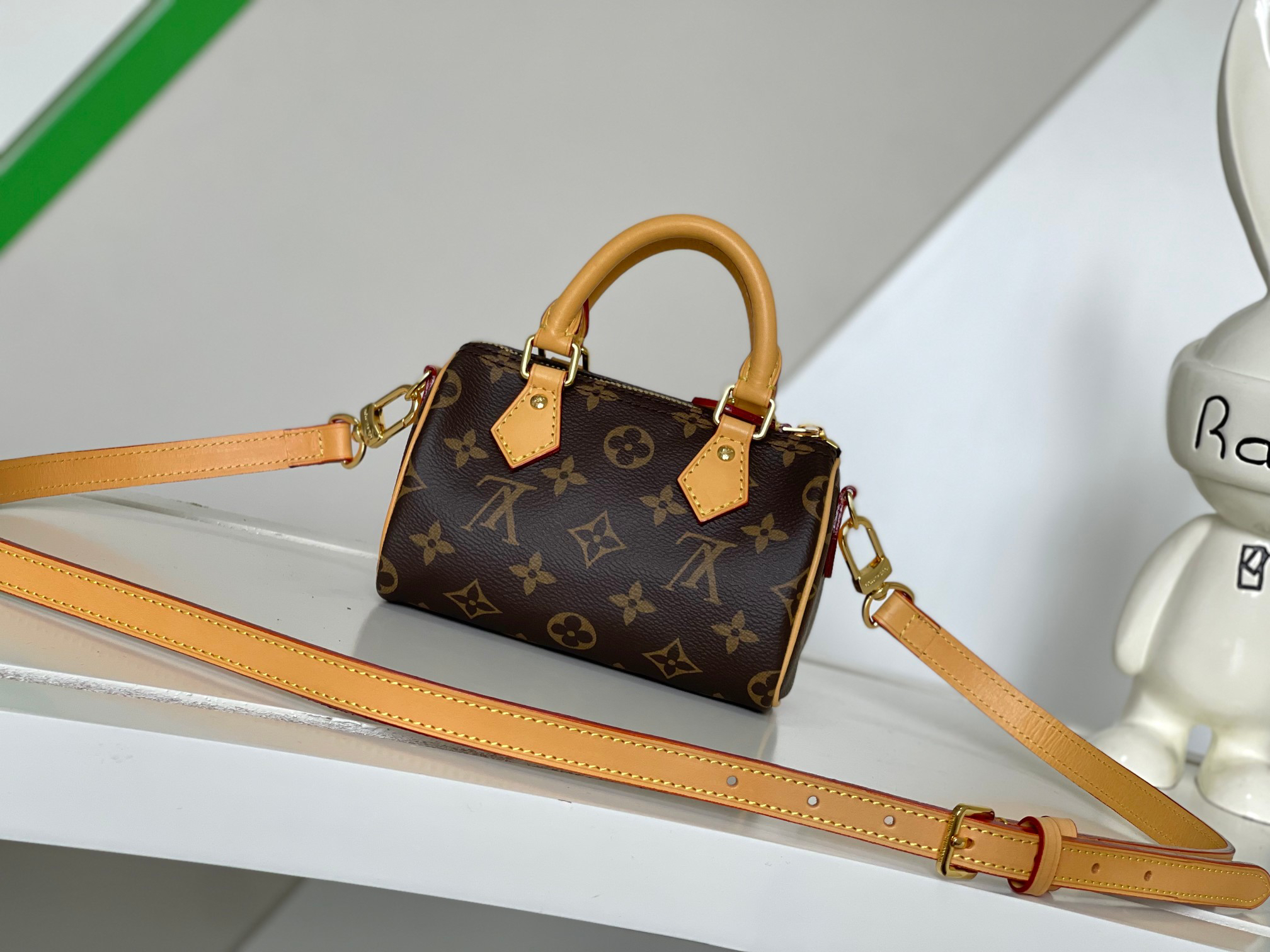 Louis Vuitton Nano Speedy Handbag in Monogram Canvas and Pink Leather - Image 3