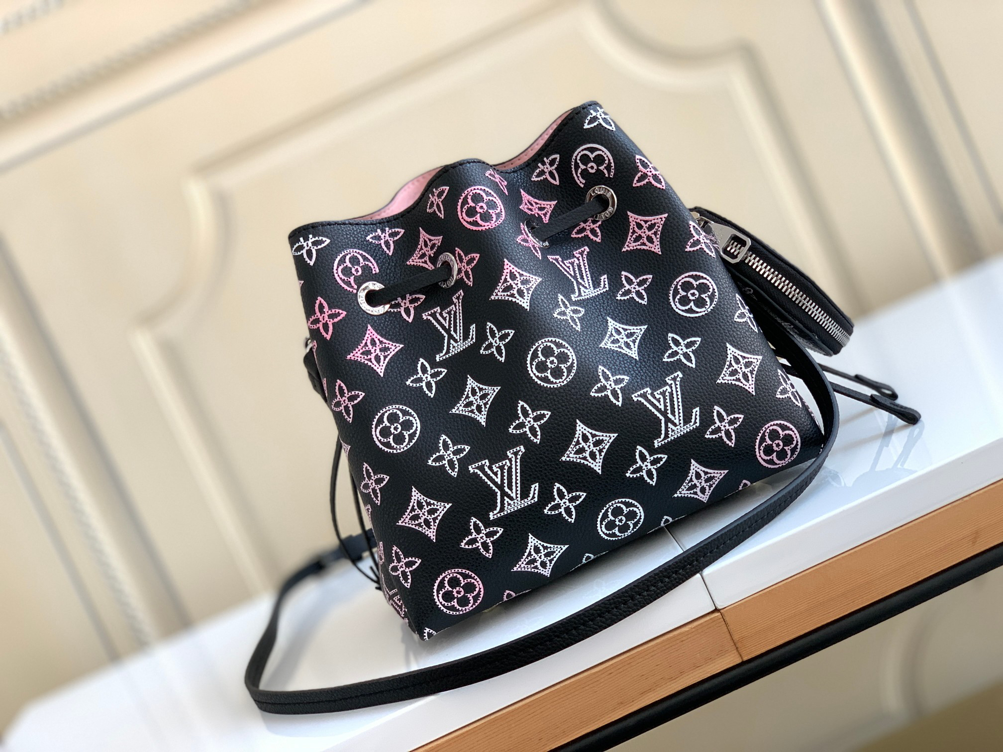 Louis Vuitton Bella Monogram Perforated Leather Bucket Bag with Coin Purse - Image 3