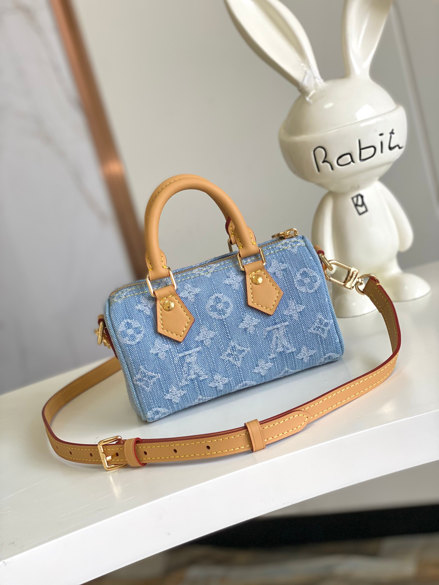 Nano Speedy Crossbody Bag in Light Blue Denim - Image 3