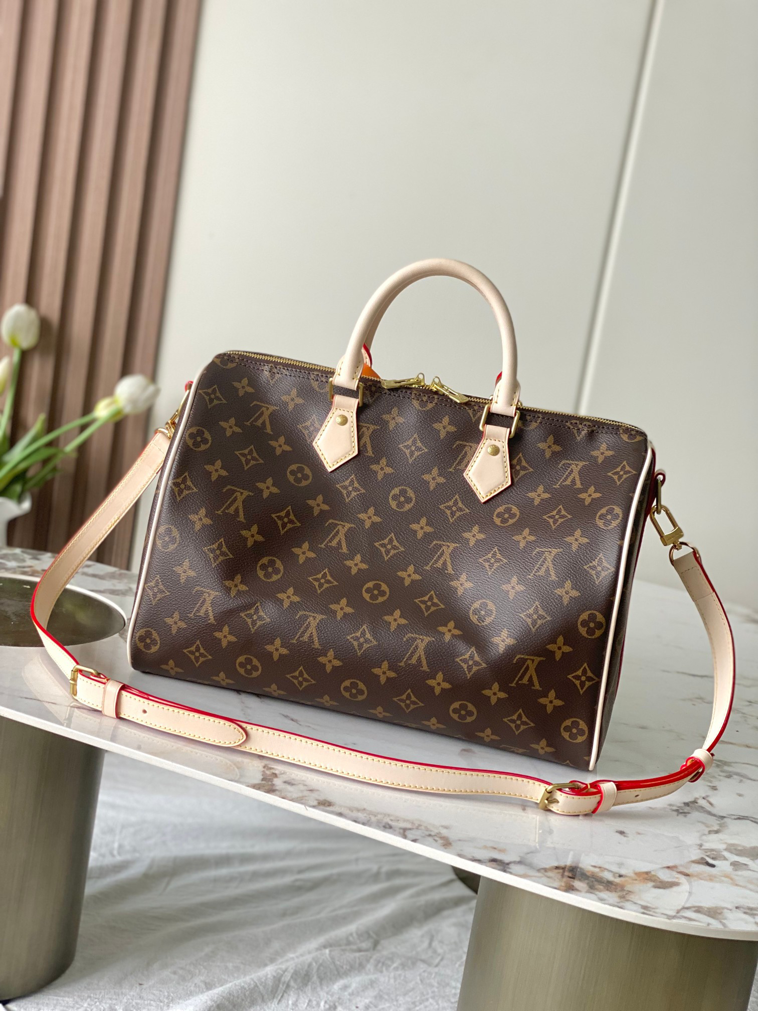 Speedy 35 Handbag in Damier Ebene Canvas - Image 3