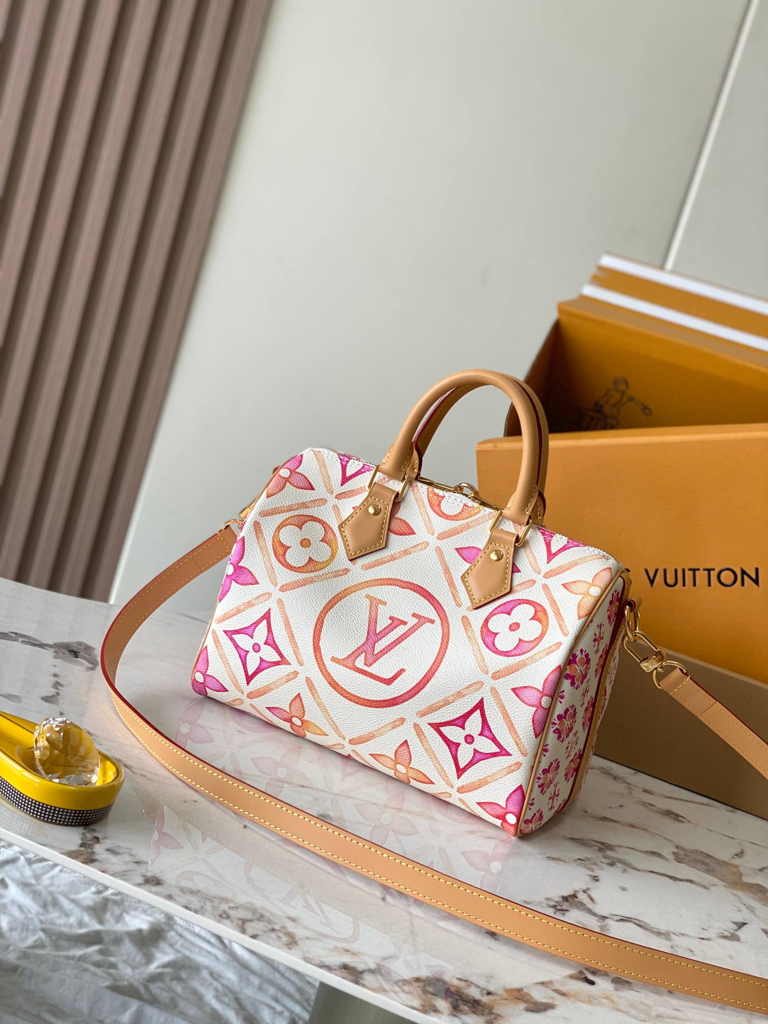 Louis Vuitton Speedy Bandoulière 25 Handbag – Pink and Sky Blue - Image 3