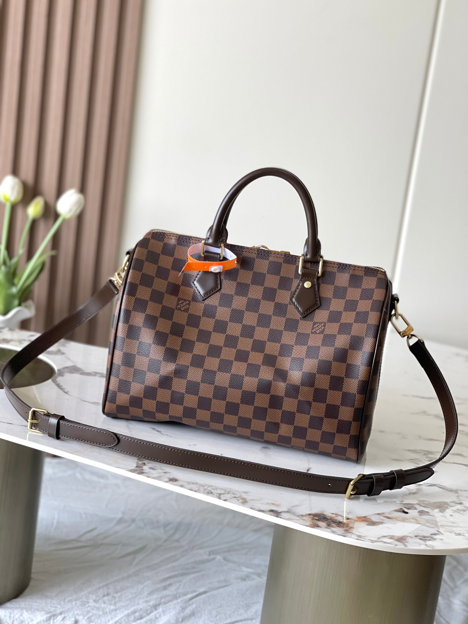 Speedy 30 Handbag in Damier Azur Canvas - Image 3