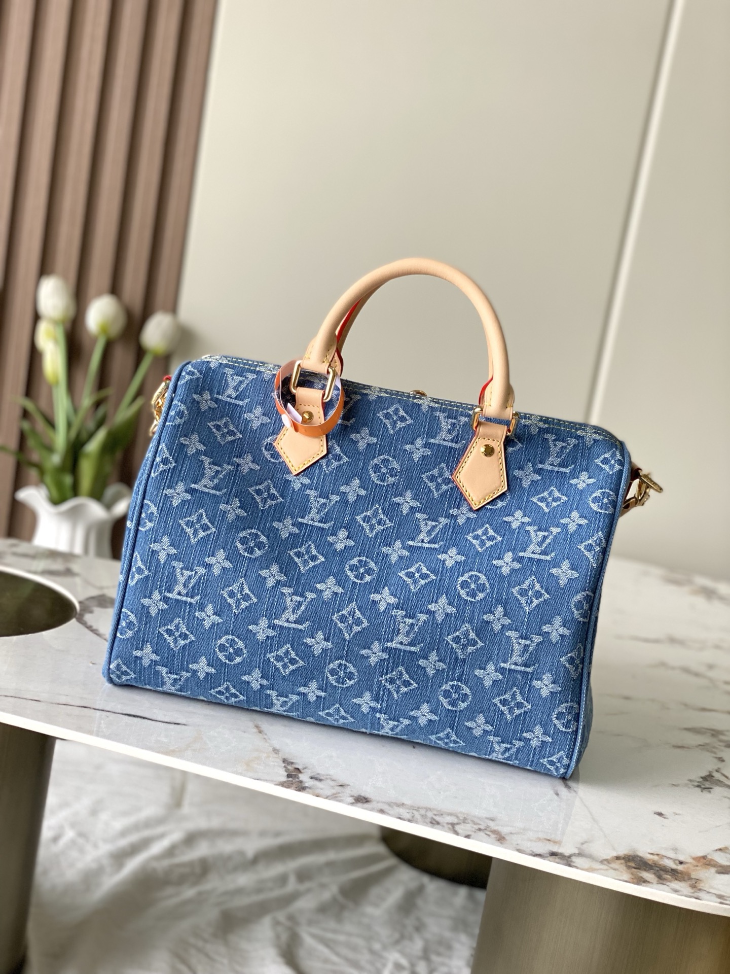 Louis Vuitton Speedy Bandoulière 30 Denim Handbag - Image 3