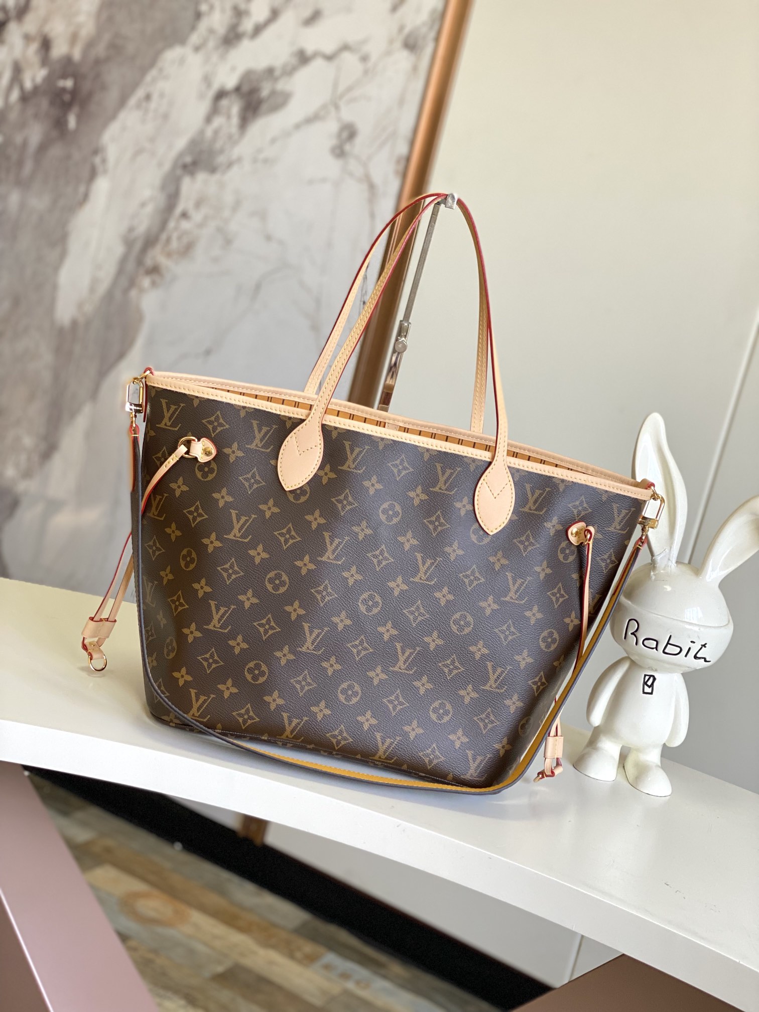 Louis Vuitton Neverfull MM Damier Azur Canvas Tote Bag - Image 3