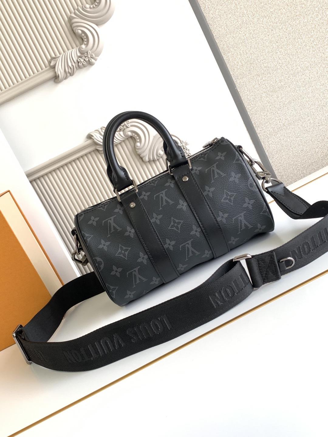 Louis Vuitton Keepall 25 Crossbody Bag in Monogram Eclipse Reverse Canvas - Image 3