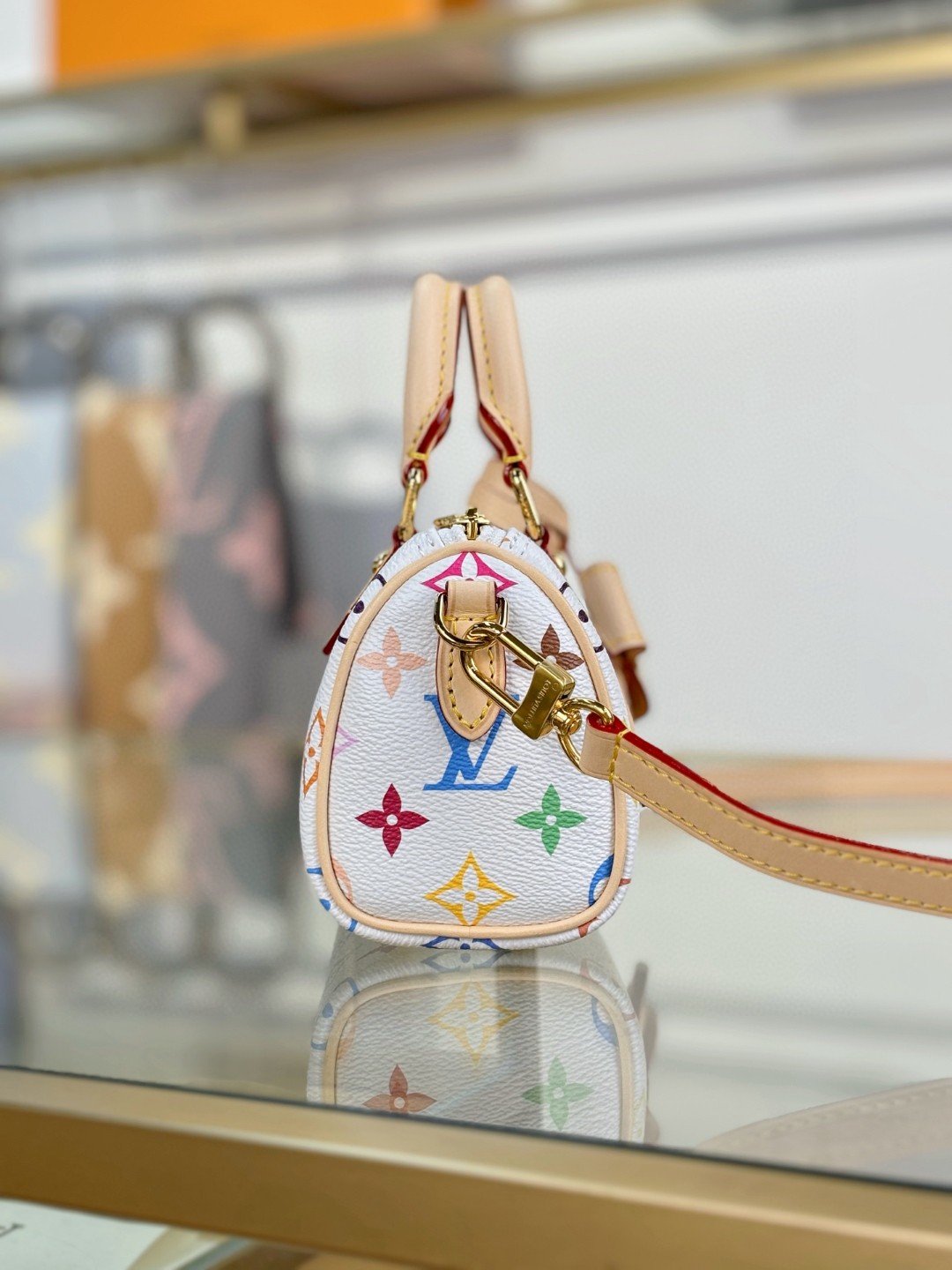 Nano Speedy Handbag, White Tricolor - Image 3