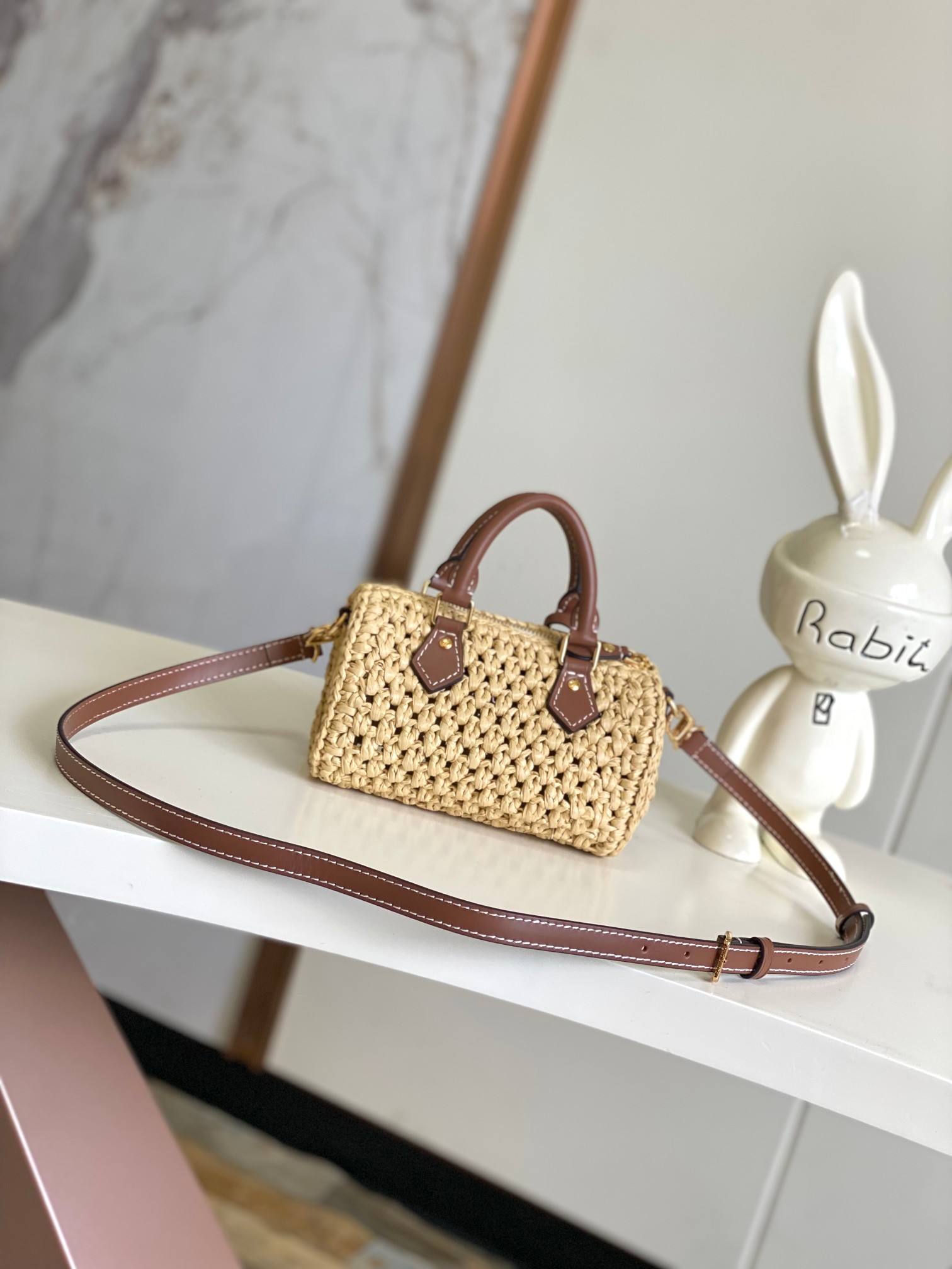 Louis Vuitton Nano Speedy Raffia Handbag - Image 3