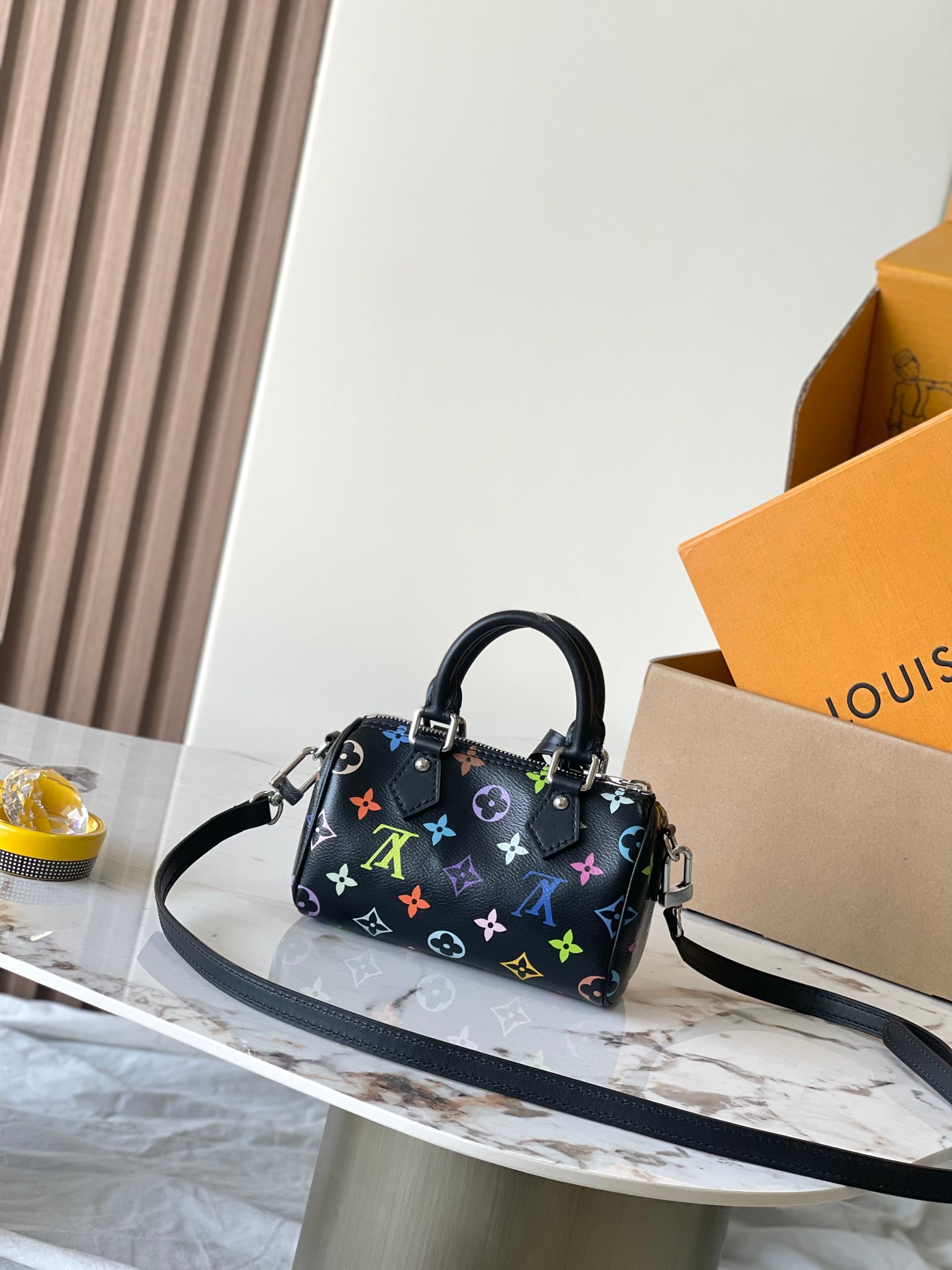 Louis Vuitton Nano Speedy Handbag - Black Leather - Image 3