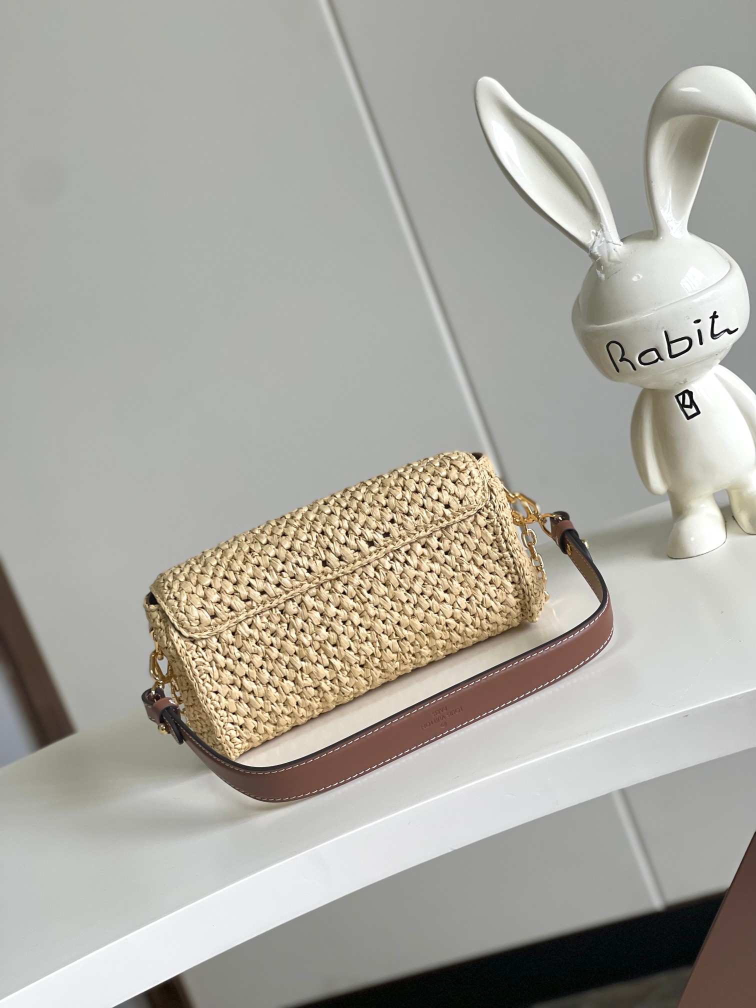 Louis Vuitton Twist Raffia Woven Flap Shoulder Bag - Brown - Image 3