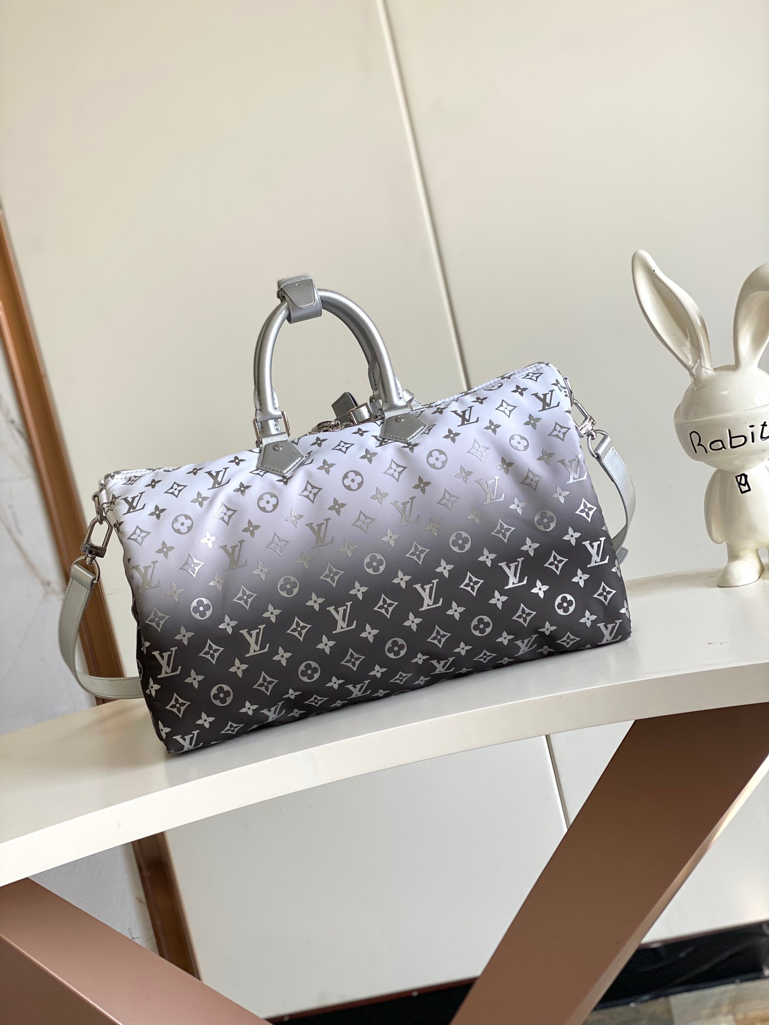Keepall Bandoulière 45 Travel Bag in Silver Monogram - Image 3