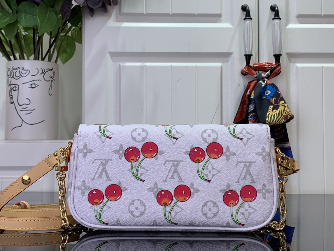 Louis Vuitton x Takashi Murakami Wallet on Chain Ivy, White Cherry - Image 3