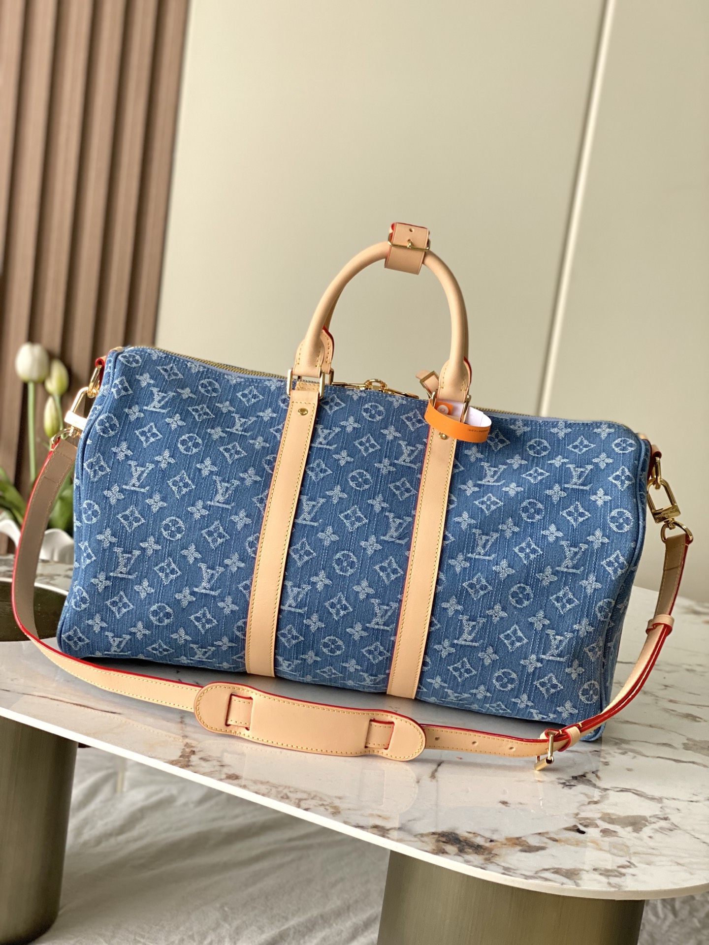 Louis Vuitton Keepall Bandoulière 45 Denim Travel Bag - Image 3