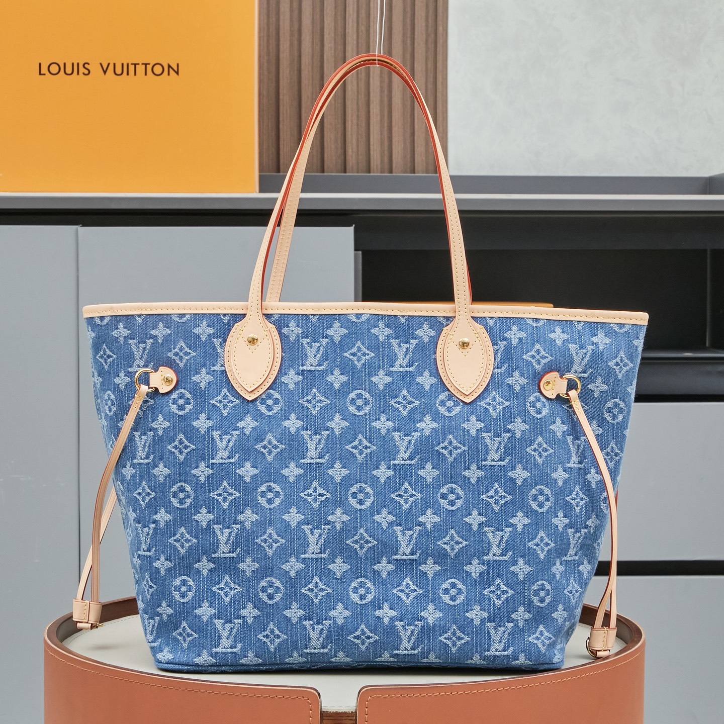 Neverfull MM Monogram Denim Canvas Tote Bag - Image 3