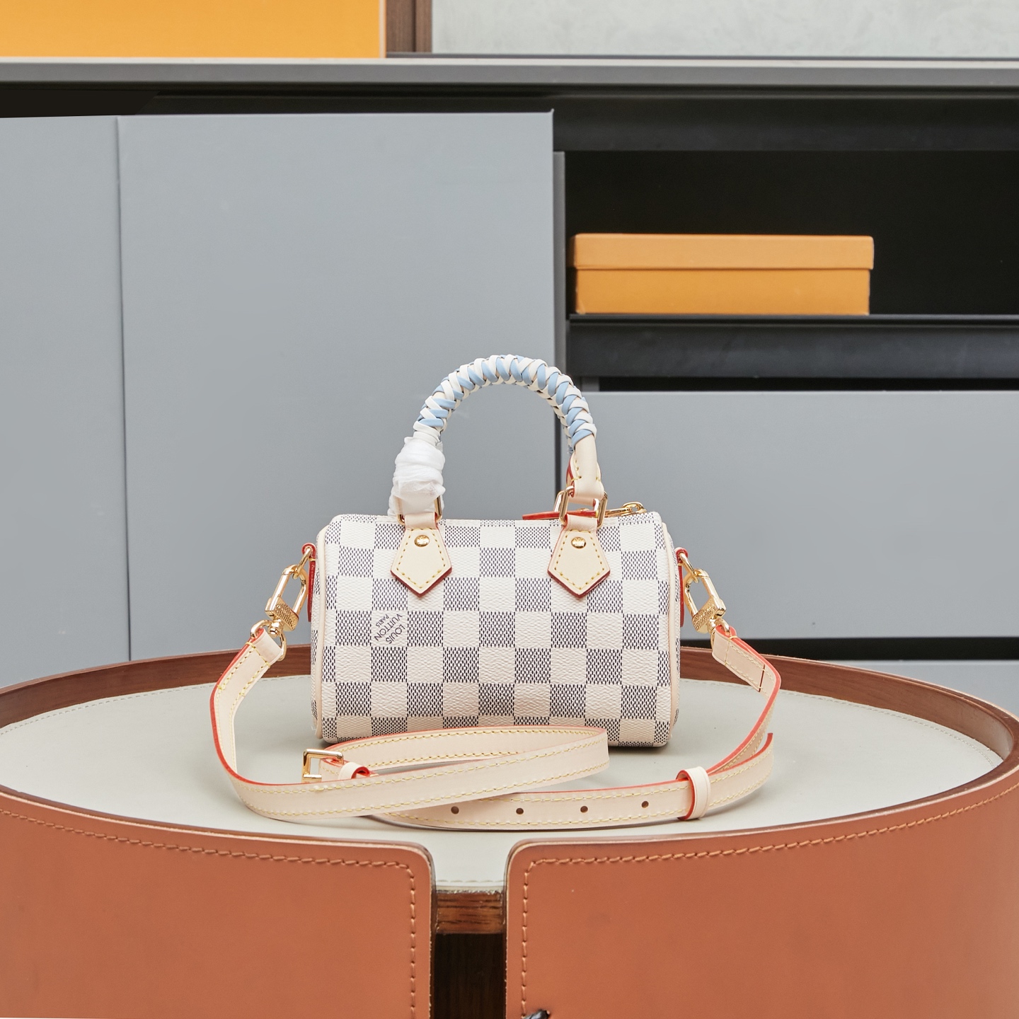 Louis Vuitton Nano Speedy Handbag N40918 in Damier Azur Canvas - Image 3