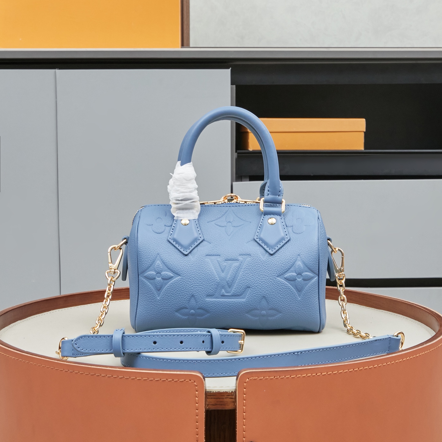 Louis Vuitton Speedy Bandoulière 20 Handbag in Blue Monogram Empreinte Leather - Image 3