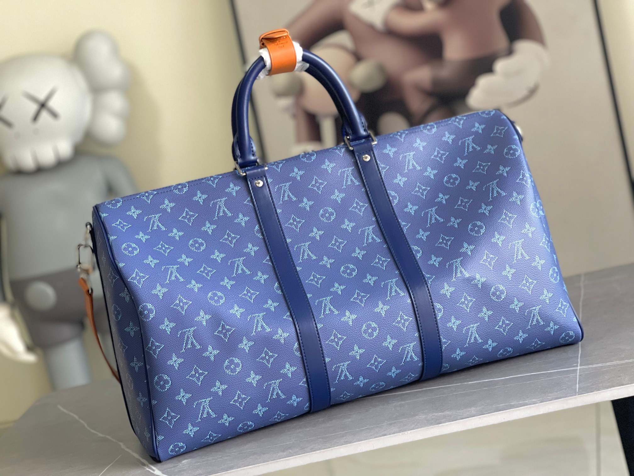 Louis Vuitton Heritage Keepall 50 Travel Bag, Blue - Image 3