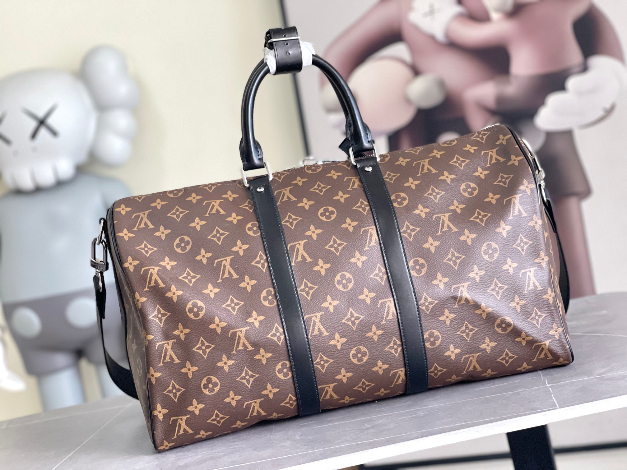 Louis Vuitton Keepall 45 Travel Bag in Monogram Eclipse Canvas - Image 3