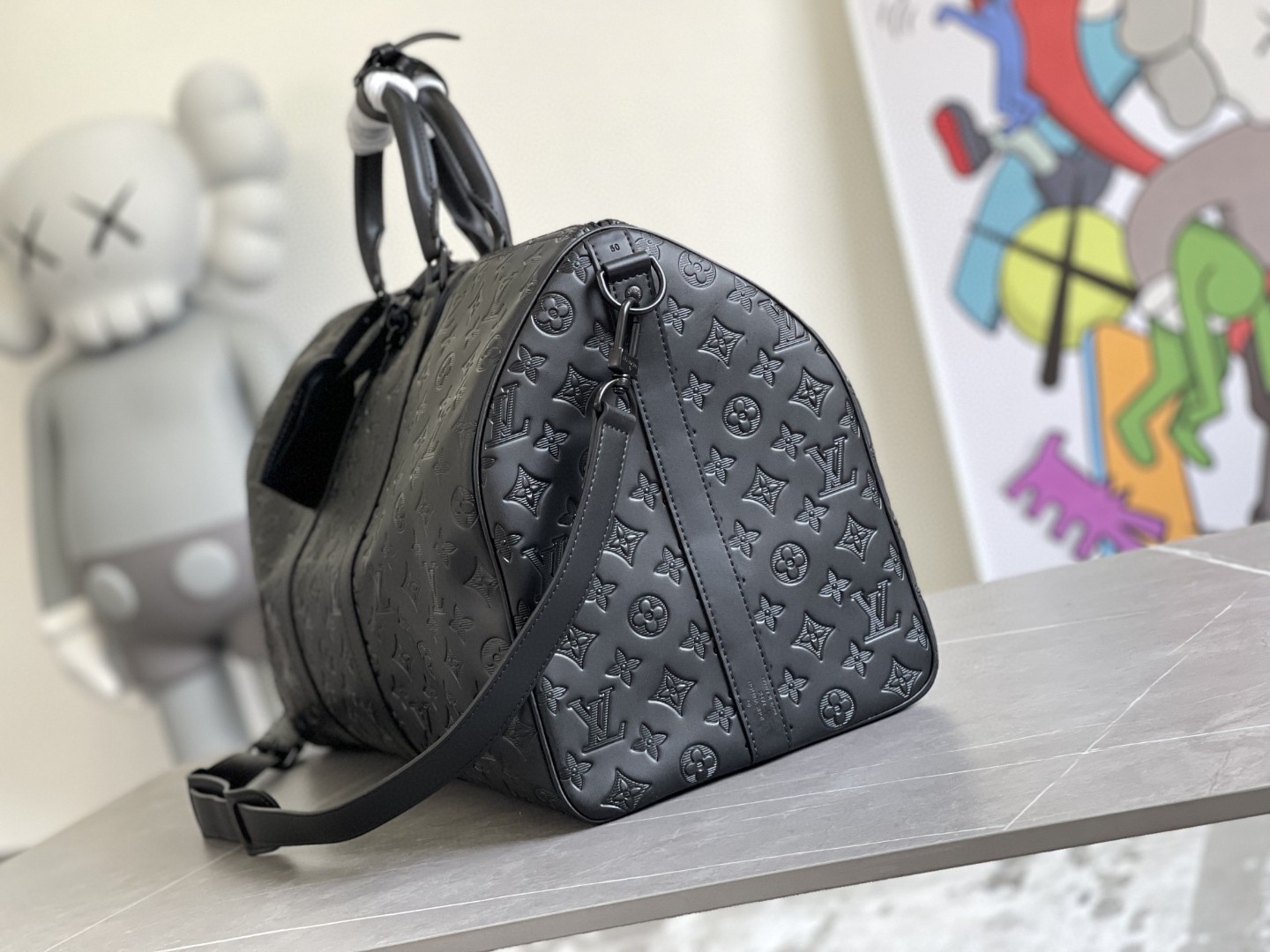 Louis Vuitton Keepall Bandoulière 50 Monogram Shadow Travel Bag - Image 3
