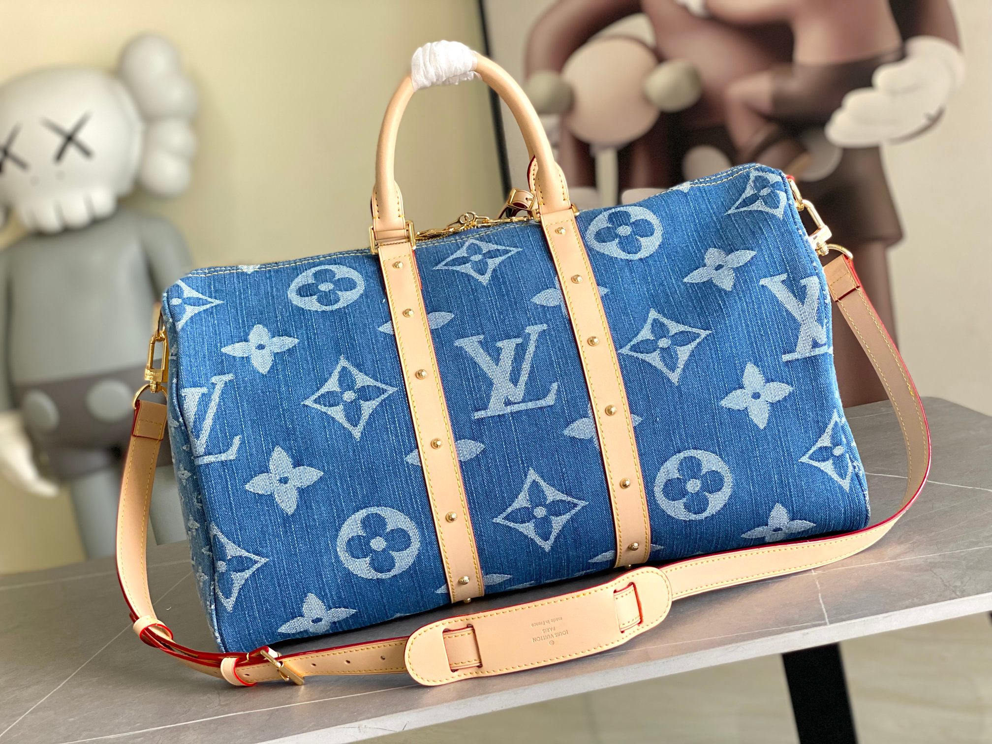 Louis Vuitton Keepall 50 Travel Bag in Denim Monogram Canvas - Image 3