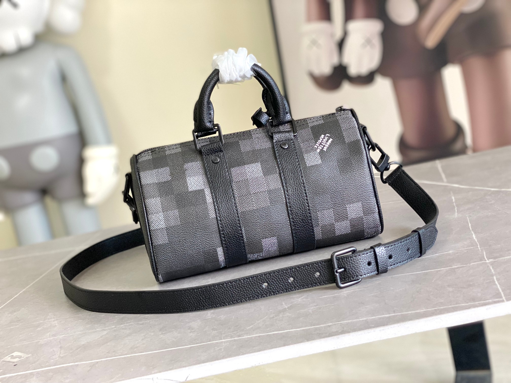 Louis Vuitton Keepall 25 Travel Bag in Black Monogram Eclipse Reverse Canvas - Image 3