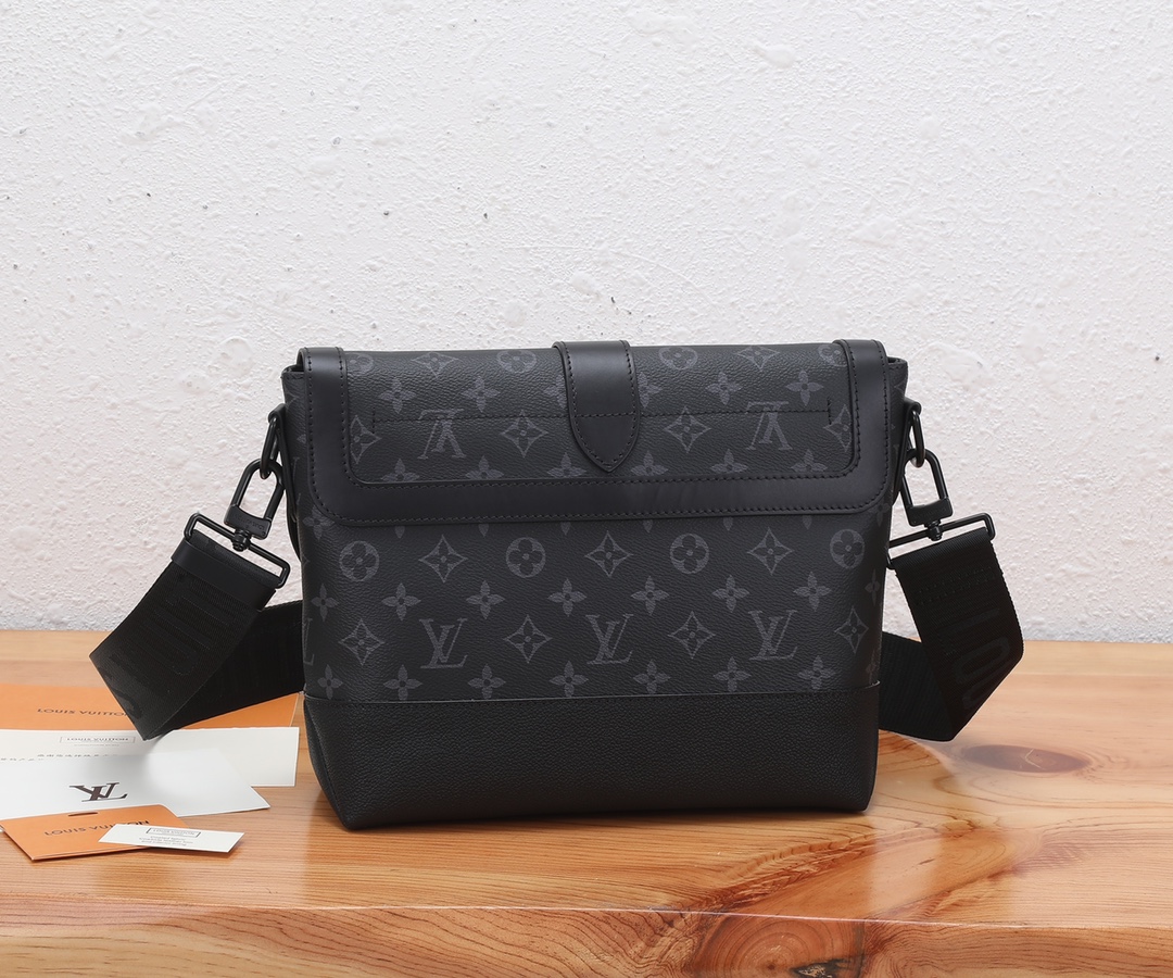 Louis Vuitton Saumur Handbag M45911 in Monogram Eclipse Canvas and Grained Leather - Image 3