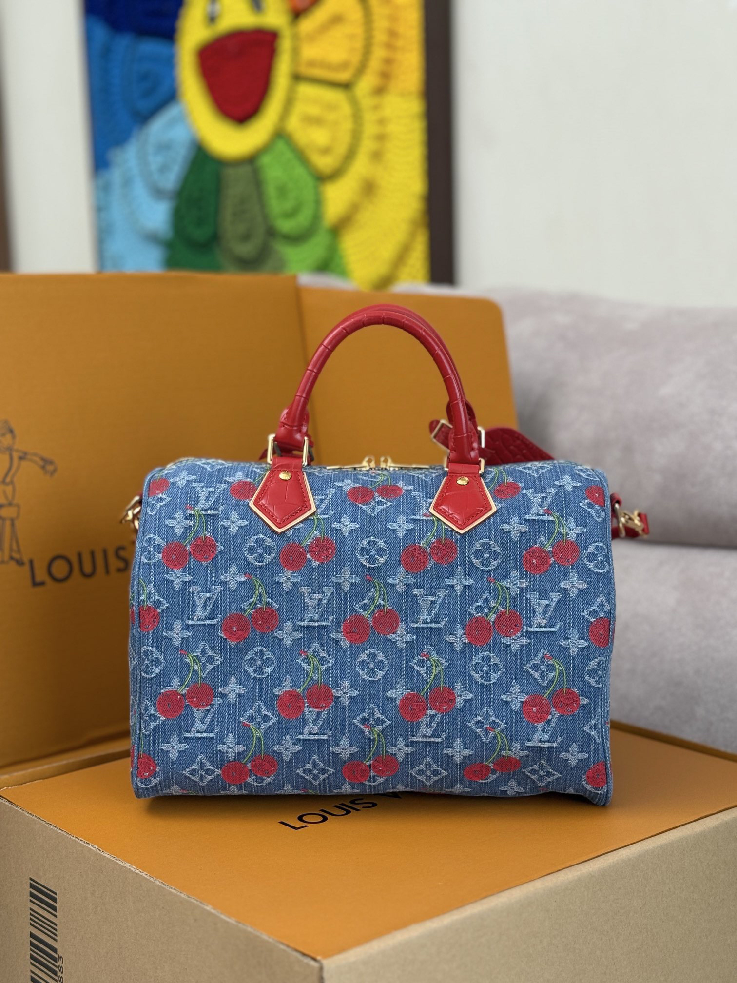 Louis Vuitton x Takashi Murakami Monogram Denim Cherry Bag M87627 - Image 3