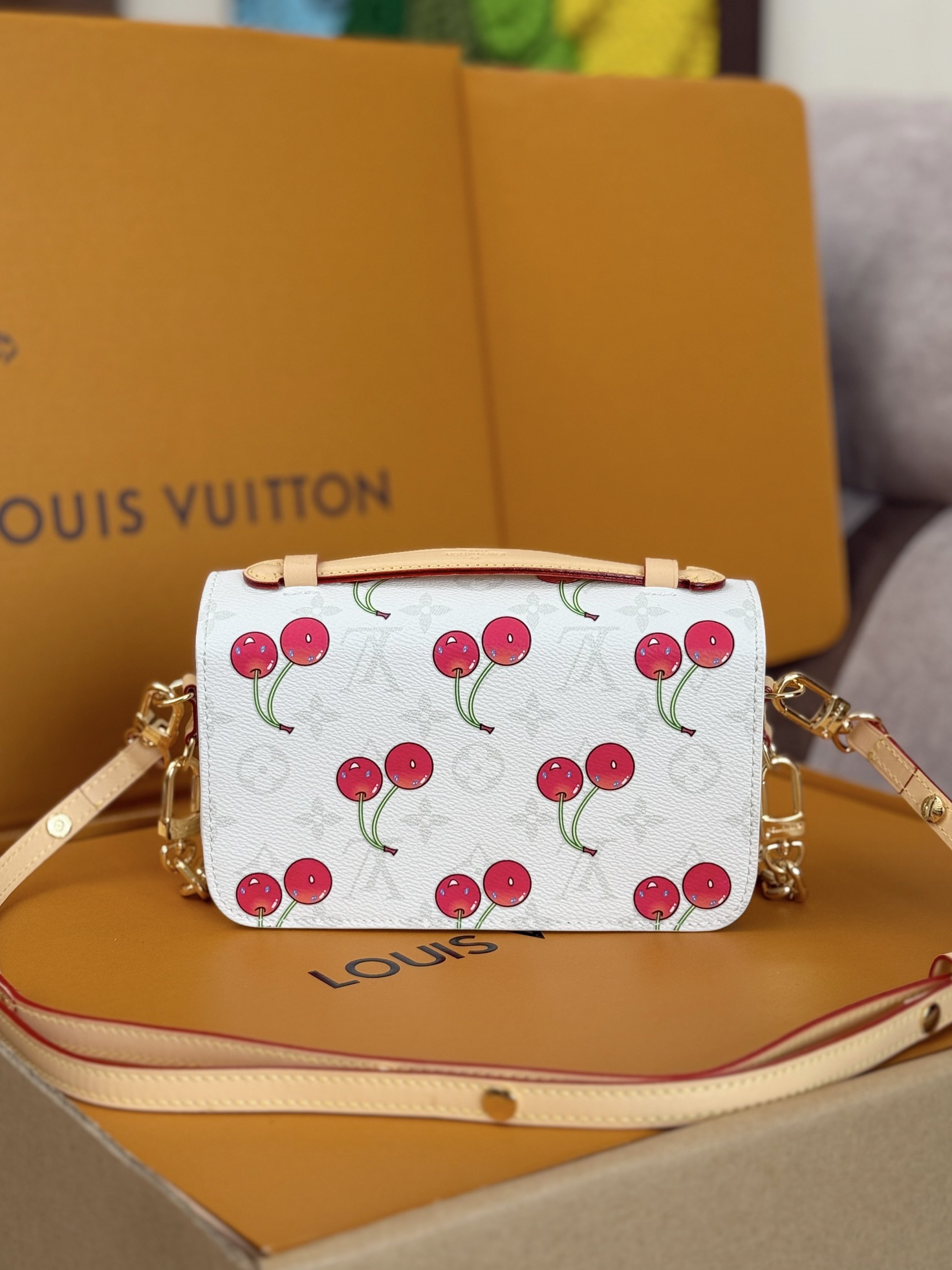 Louis Vuitton Pochette Métis East West Monogram Cherry Shoulder Bag - Image 3