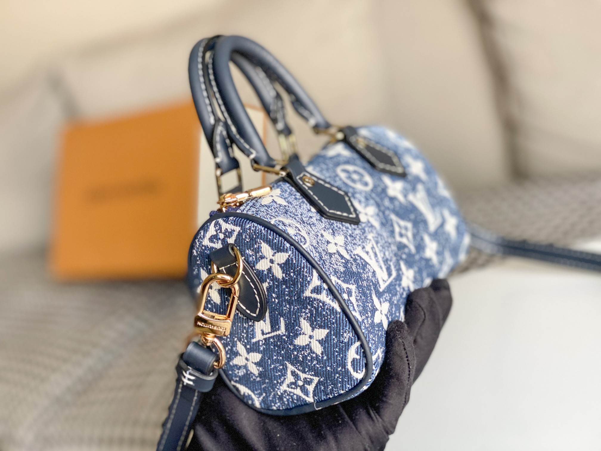 Louis Vuitton Nano Speedy Handbag M81168 - Blue Denim - Image 3