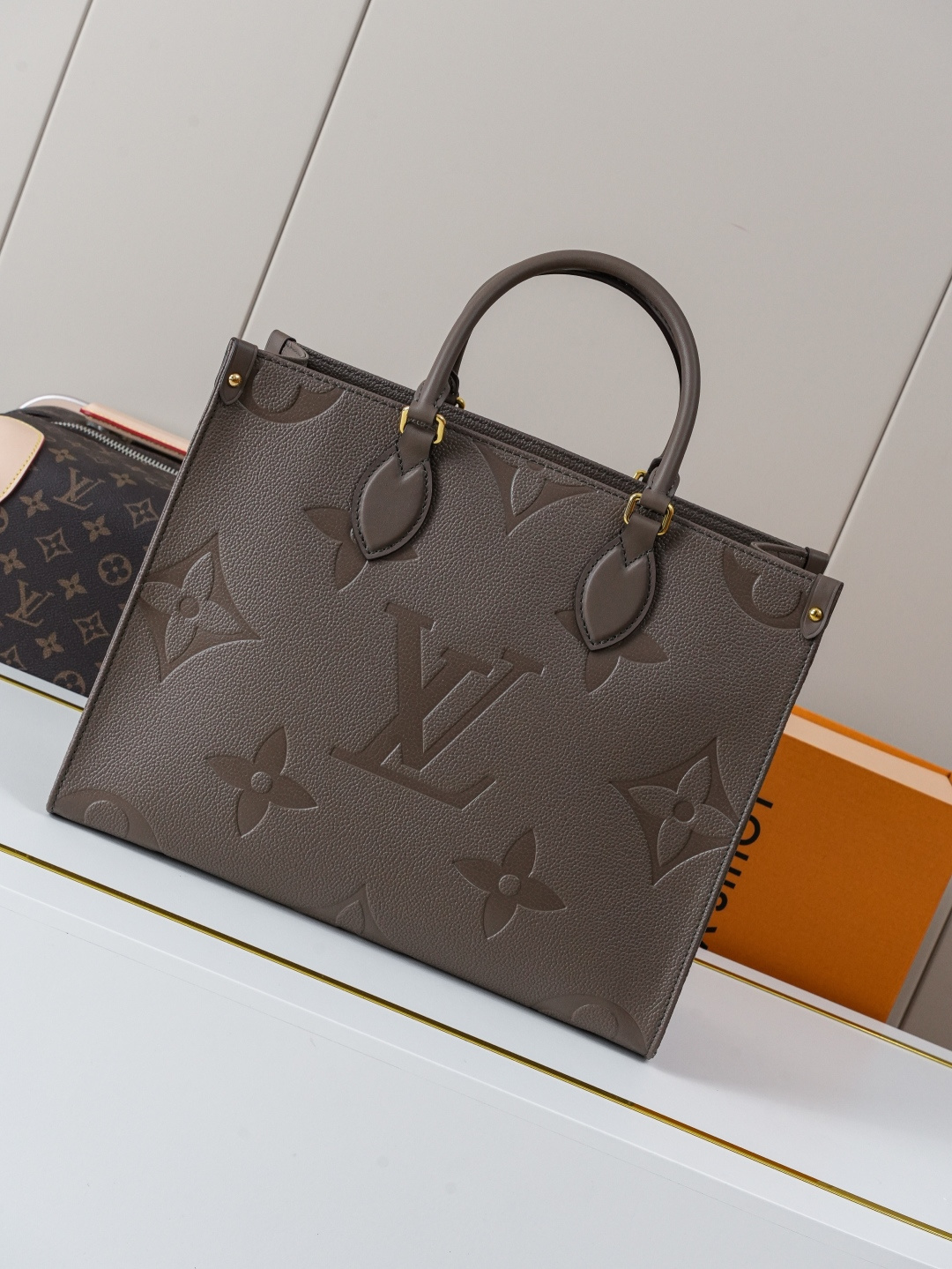 Louis Vuitton Onthego MM Tote Bag in Brown Monogram Empreinte Leather - Image 3