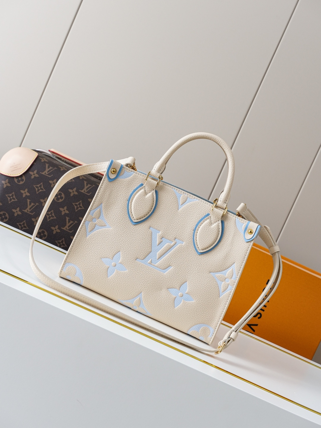 Louis Vuitton OnTheGo Small Tote Bag in Bicolor Monogram Empreinte Leather - Image 3