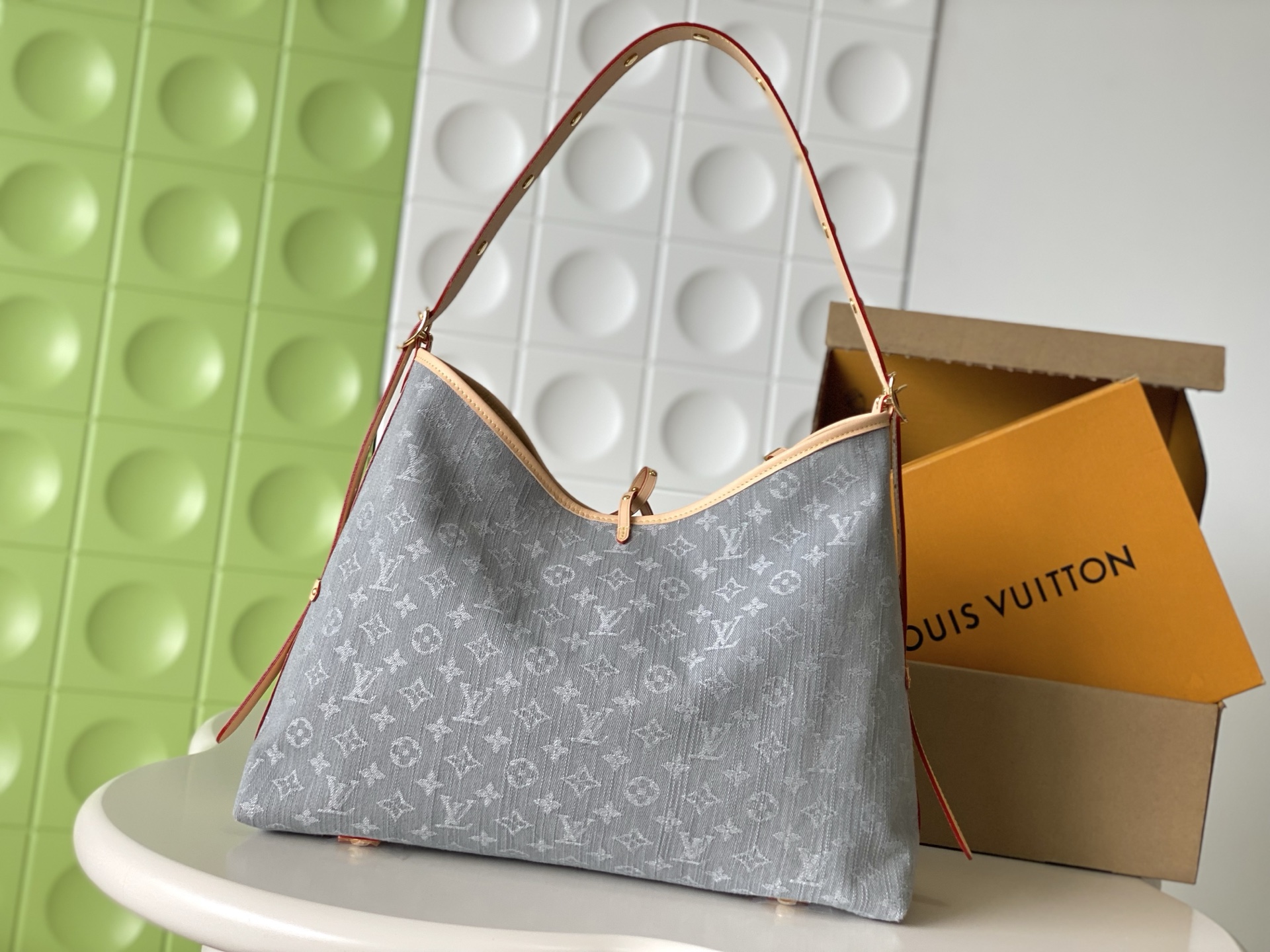 Louis Vuitton CarryAll Medium Tote Bag in Gray Denim - Image 3