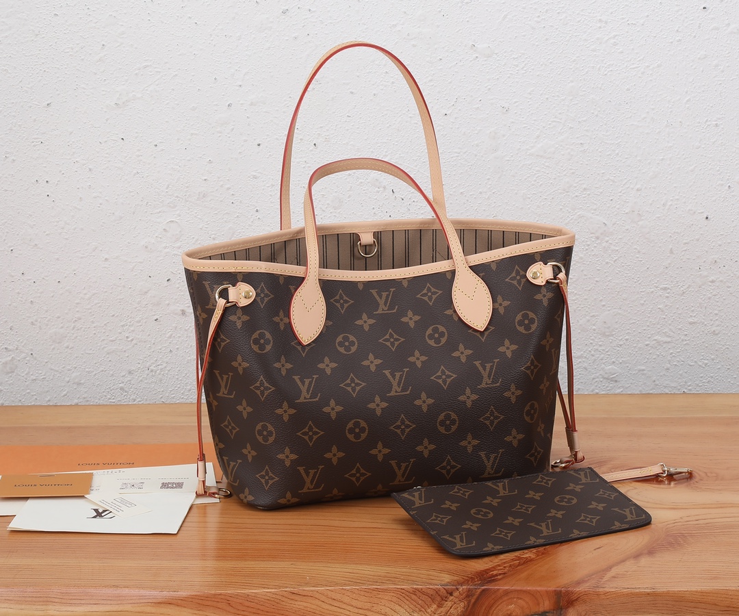 Neverfull Small Tote Bag in Damier Azur Canvas - Image 3