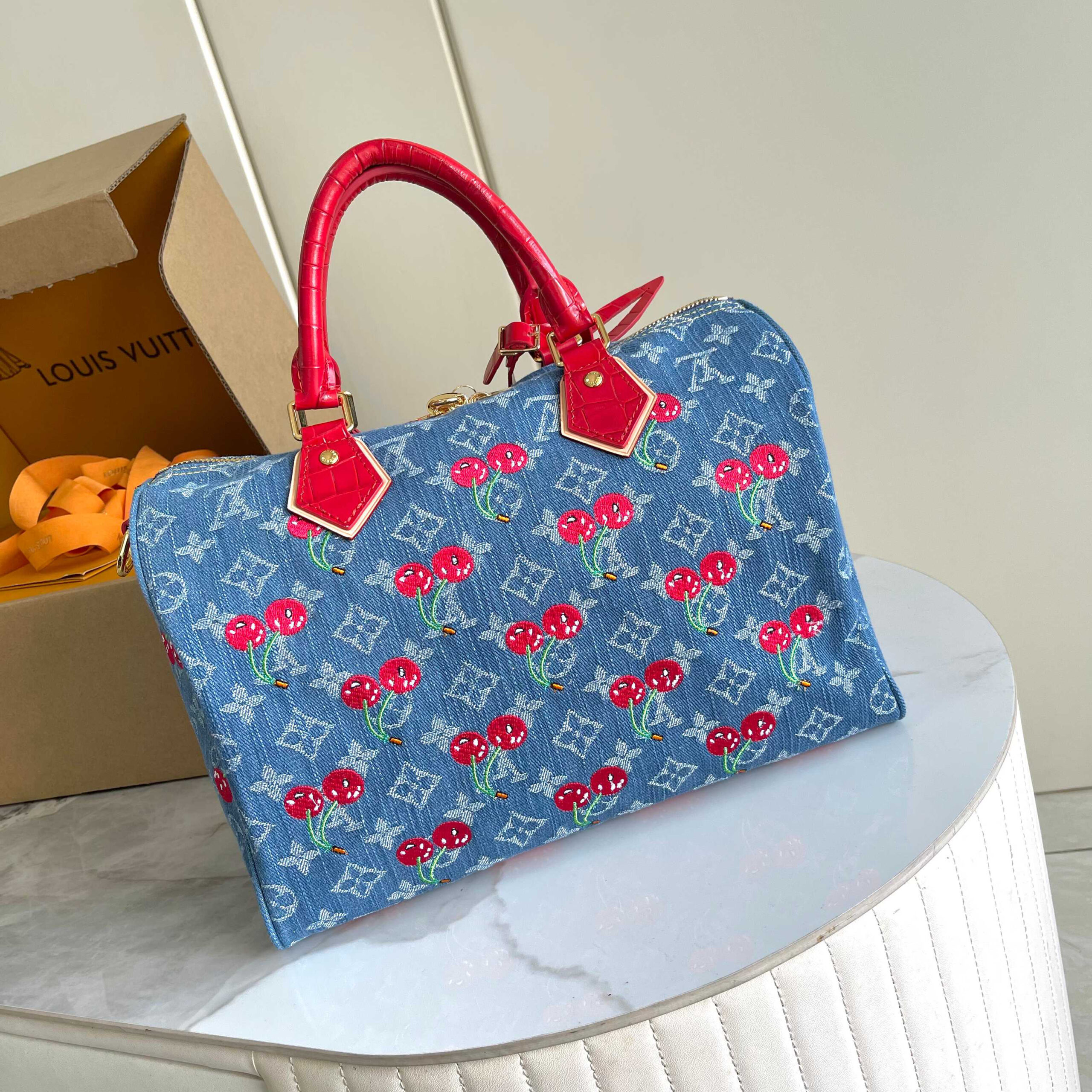 Louis Vuitton x Takashi Murakami Monogram Denim Cherry Crossbody Bag - Image 3