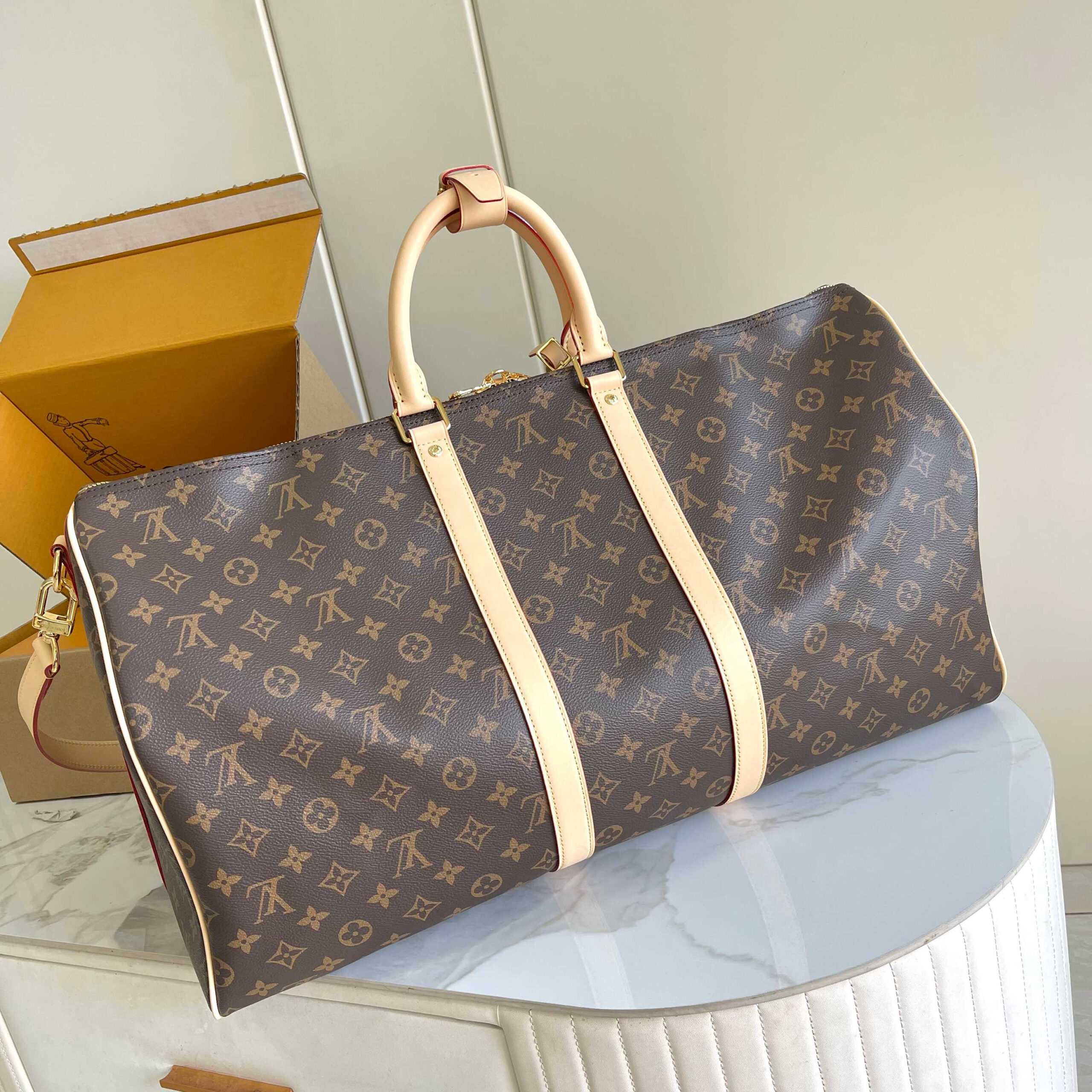 Louis Vuitton Keepall Bandouliere 55 Monogram Eclipse Travel Bag - Image 3