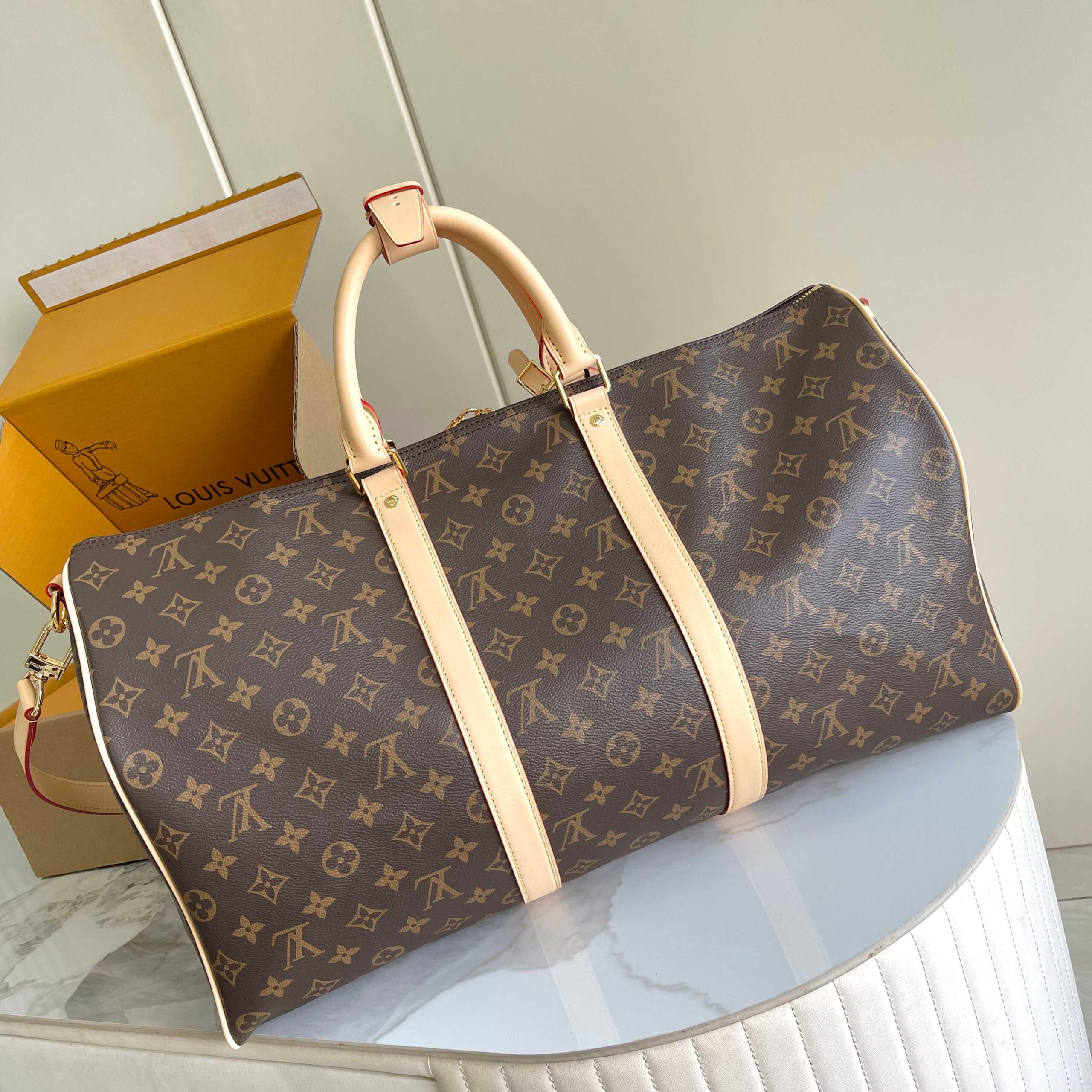 Louis Vuitton Keepall Bandouliere 50 Monogram Eclipse Travel Bag - Image 3