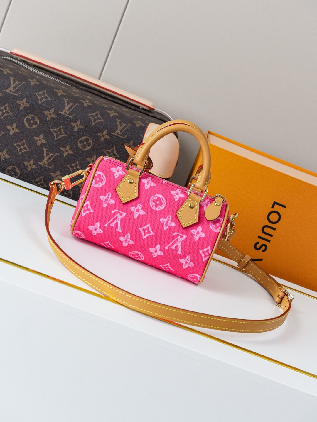Louis Vuitton Nano Speedy Handbag in Red Monogram Canvas - Image 3