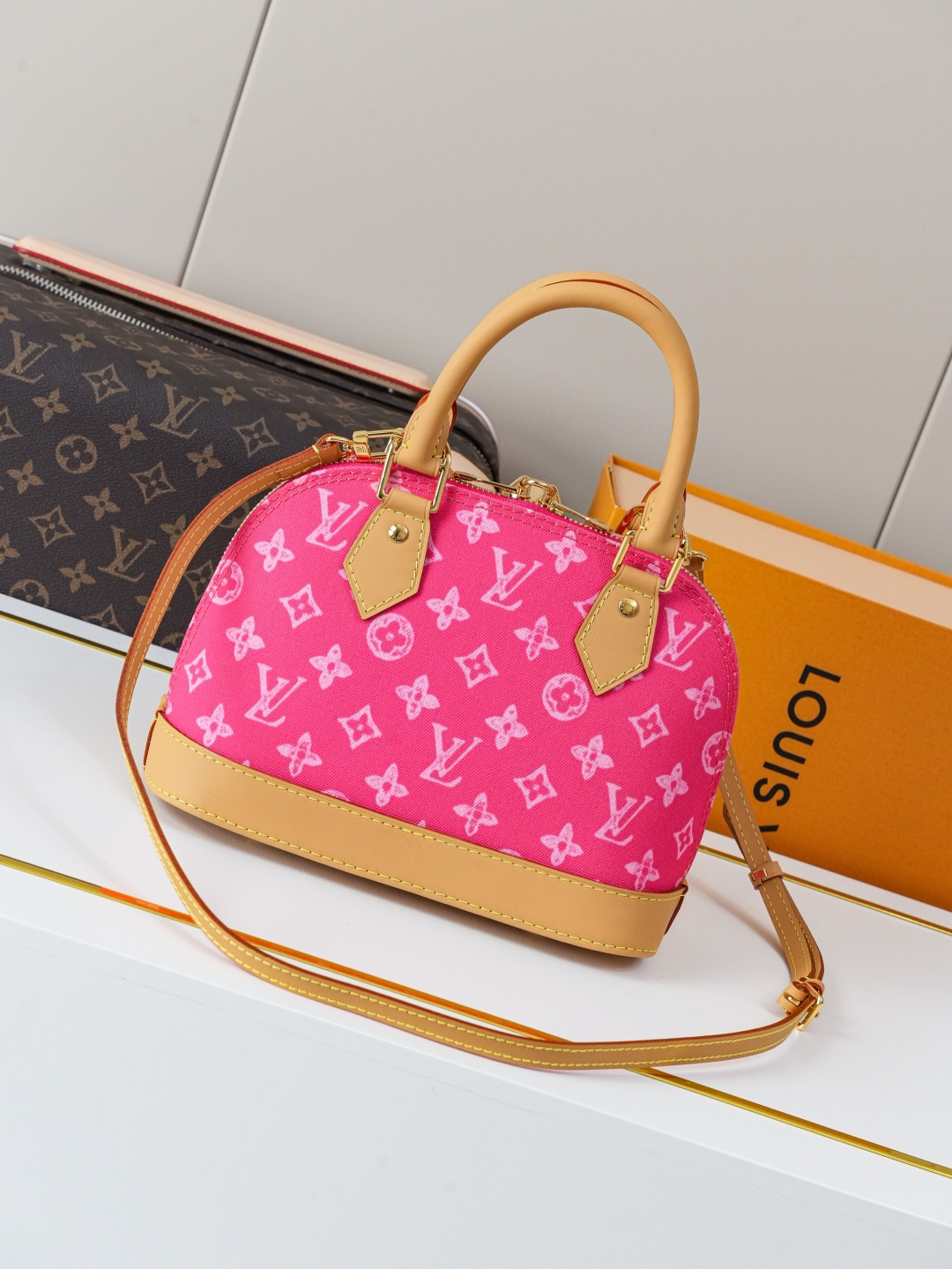 Louis Vuitton Alma BB Red Monogram Canvas Handbag - Image 3
