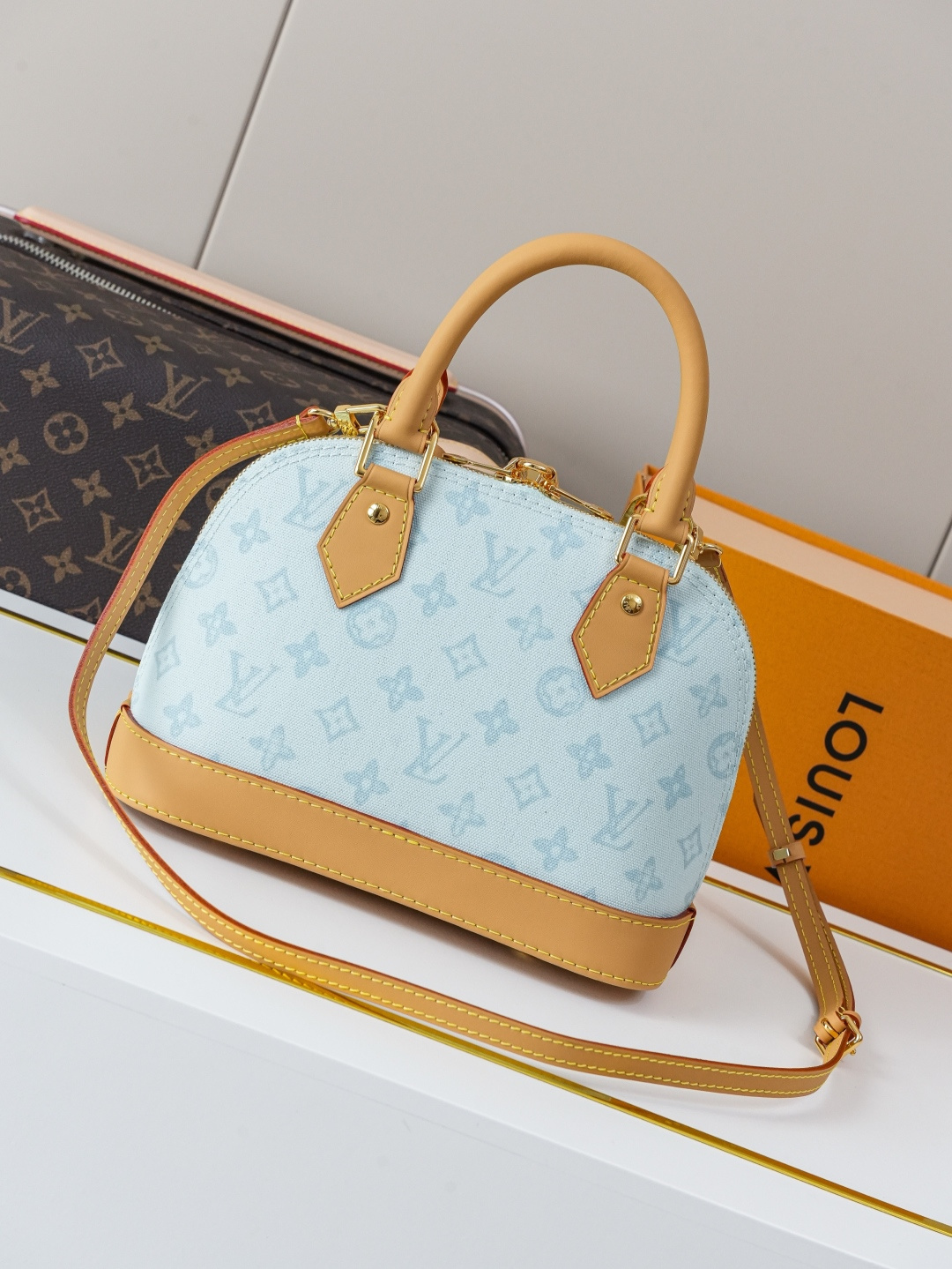 Louis Vuitton Alma BB Light Blue Monogram Handbag - Image 3