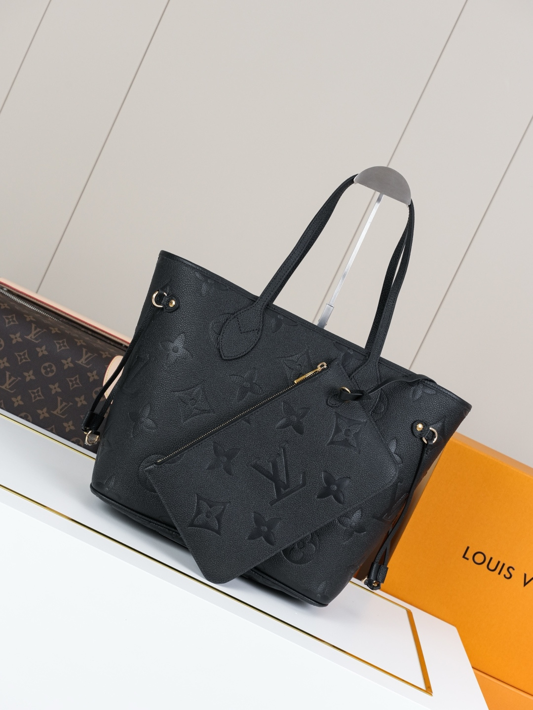 Louis Vuitton Neverfull MM Monogram Empreinte Leather Tote Bag - Image 3