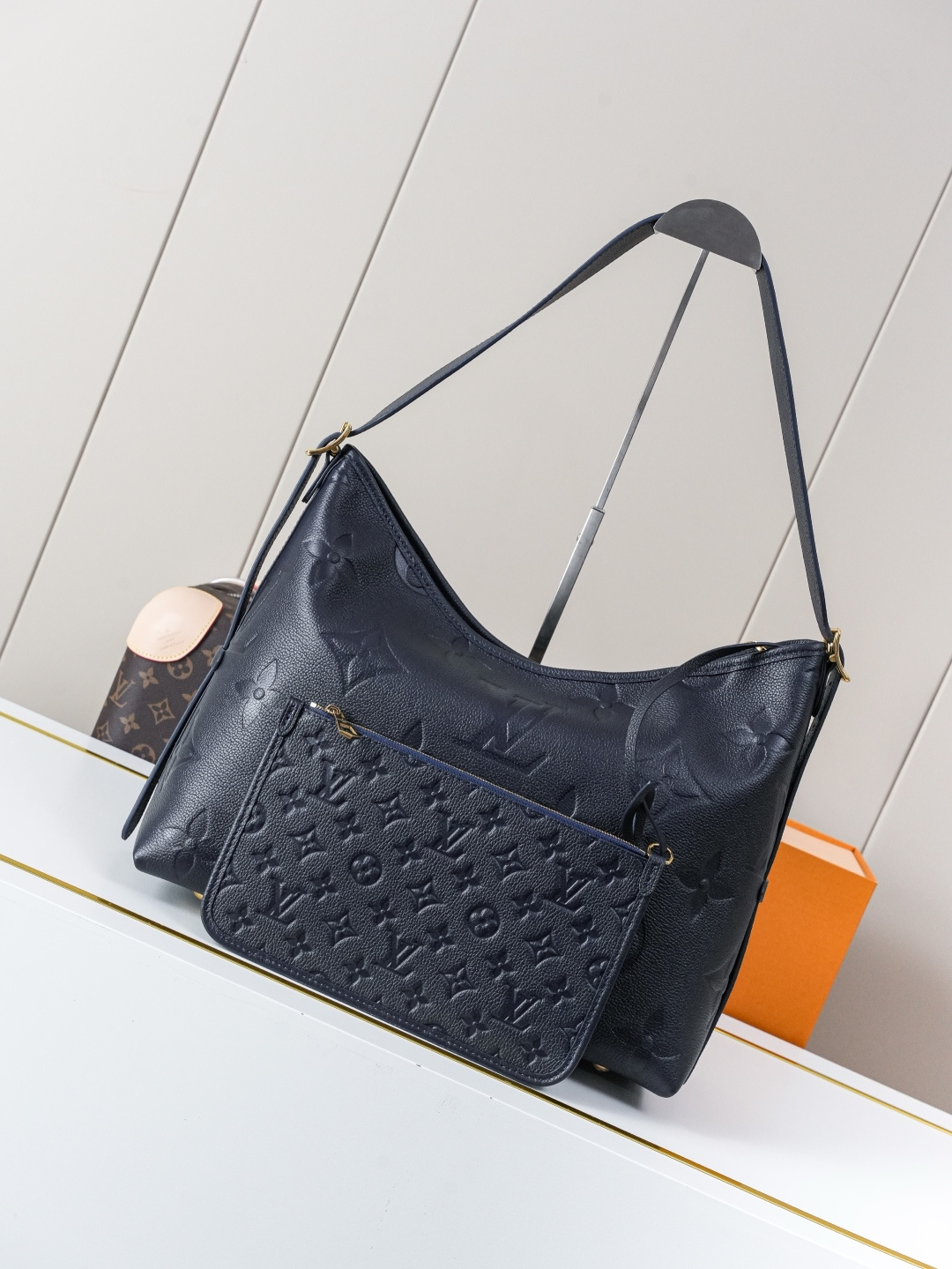Louis Vuitton CarryAll Medium Handbag in Navy Monogram Empreinte Leather - Image 3